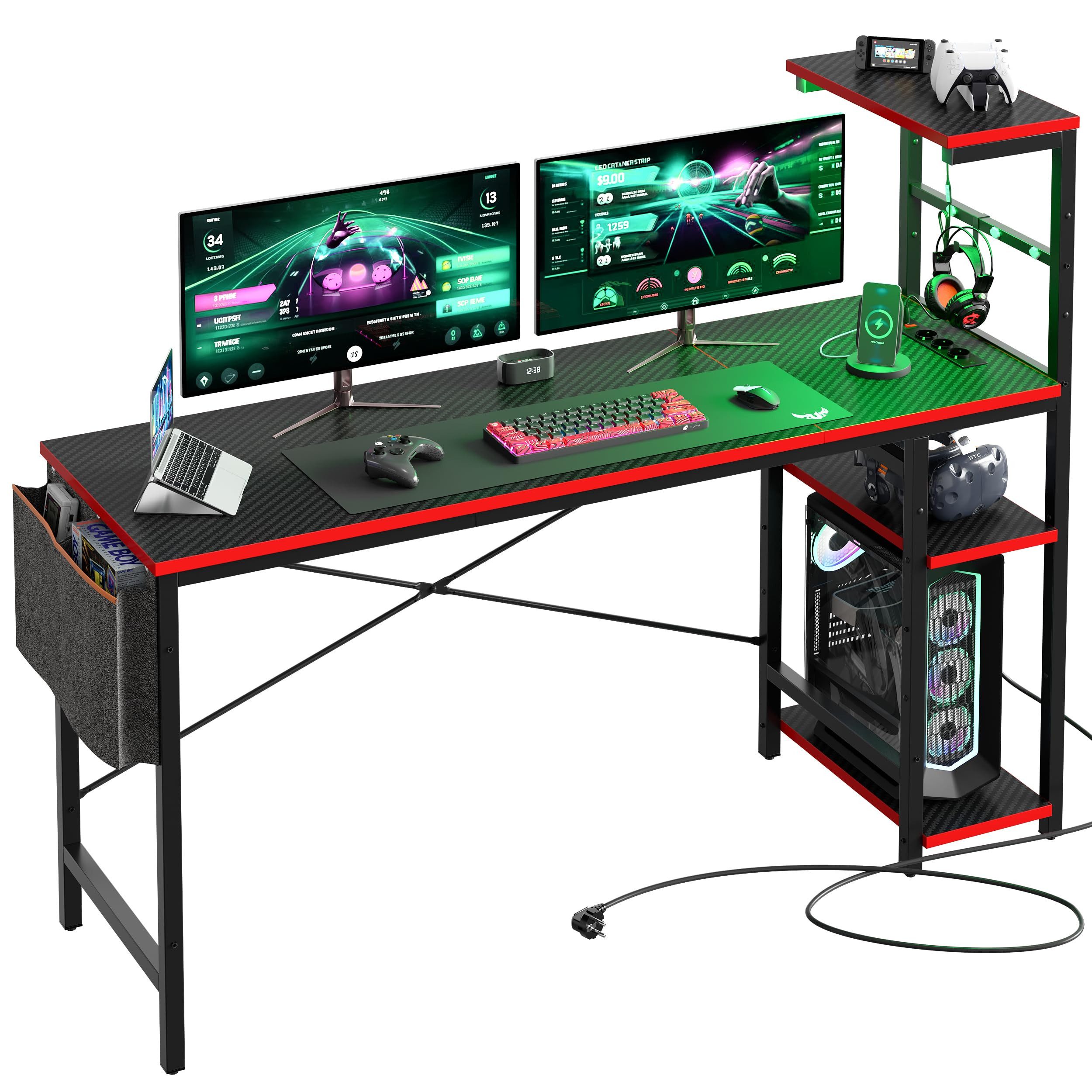 Bestier Gamingtisch Gaming-Schreibtisch mit Regalen, Stabil Schreibtisch LE günstig online kaufen