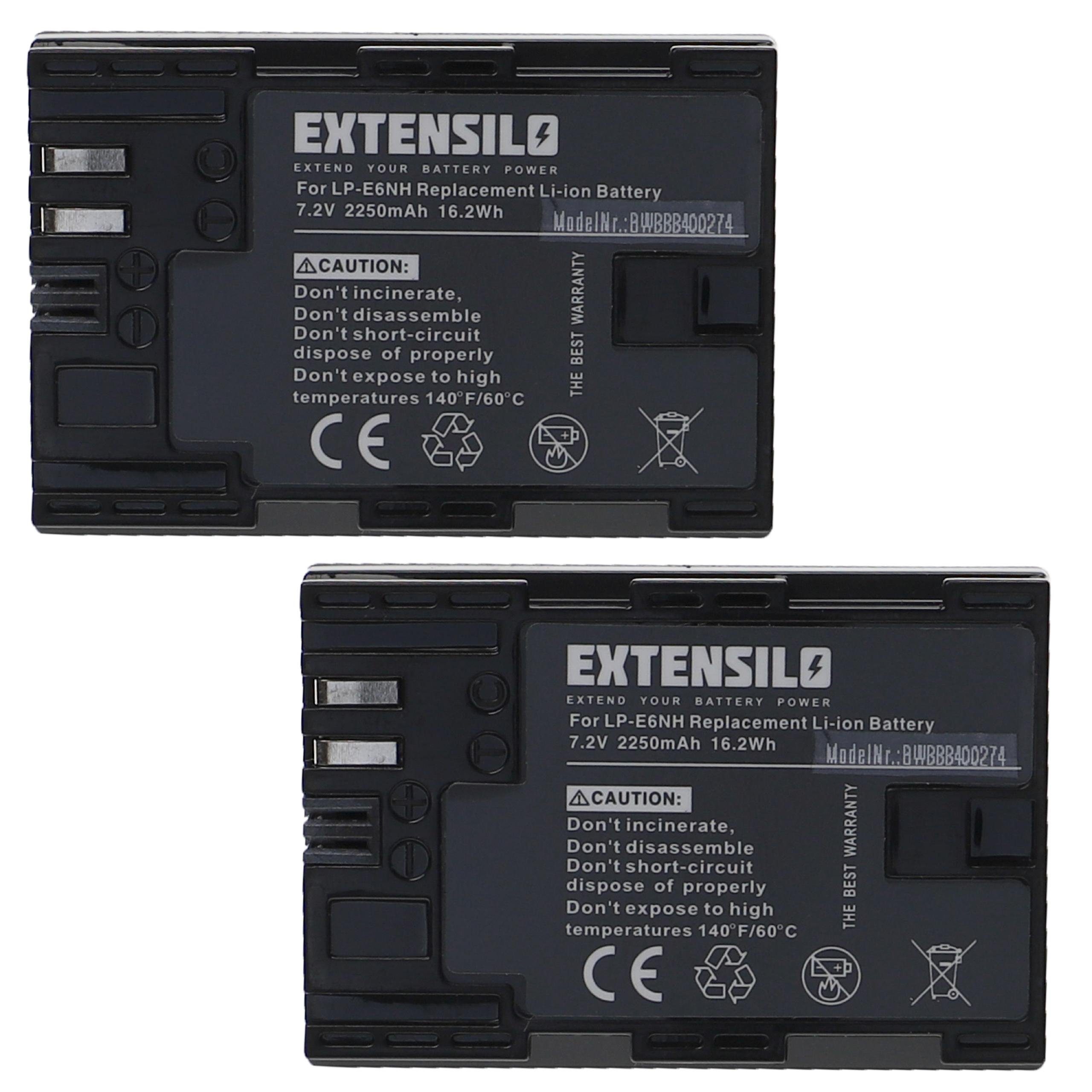 kompatibel BG-E9 BG-E6, V) mit Batteriegriff Extensilo Li-Ion 2250 mAh Kamera-Akku BG-E13, (7,2 BG-E7, BG-E14, Canon