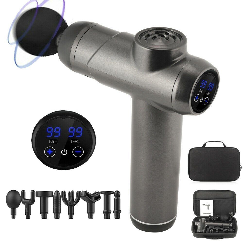 Massagepistole mit 99 Geschwindigkeiten, 8 Massageköpfen, 1800 mAh