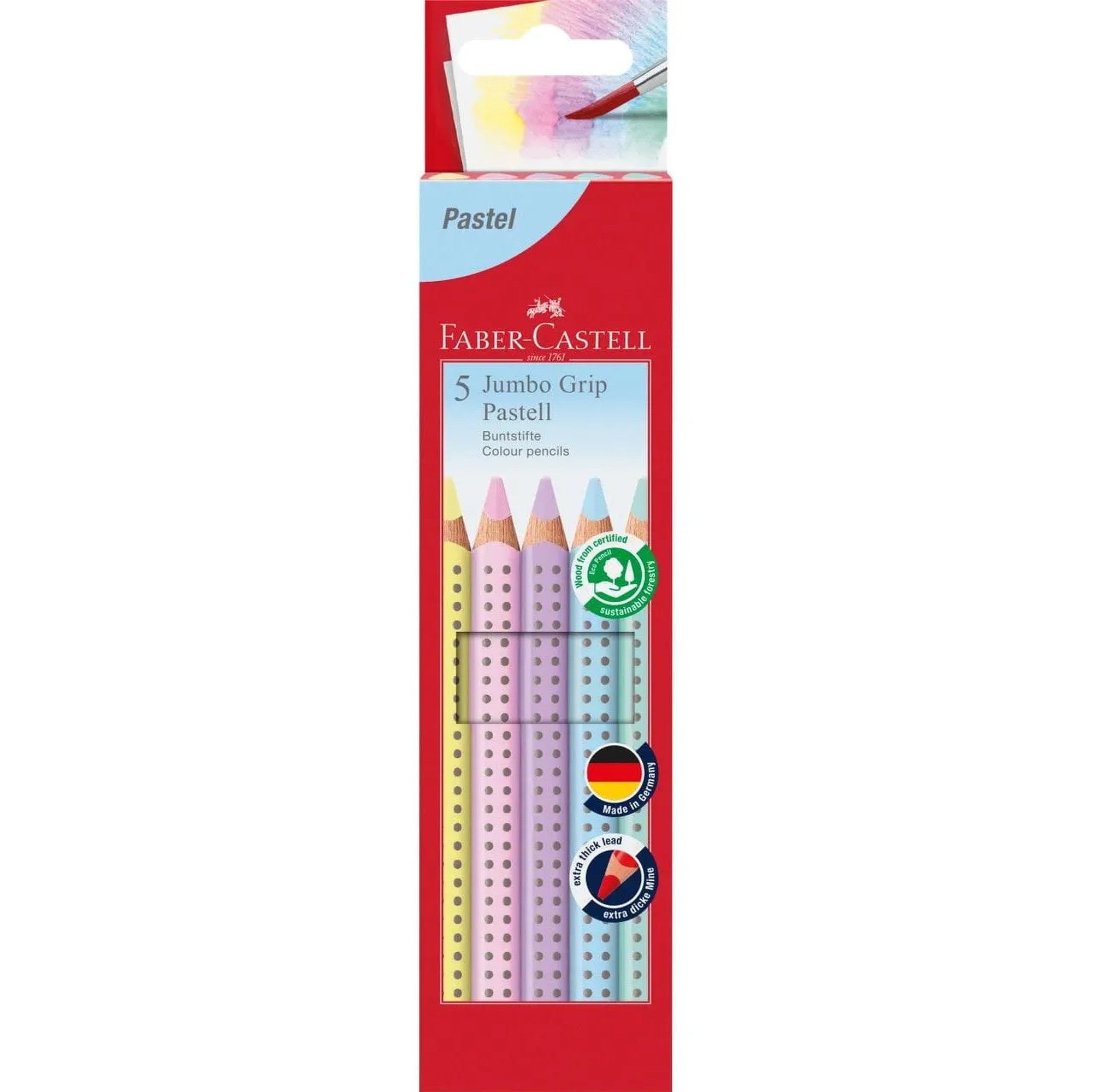 Faber-Castell Buntstift Buntstifte Jumbo Grip Pastell im 5er Etui