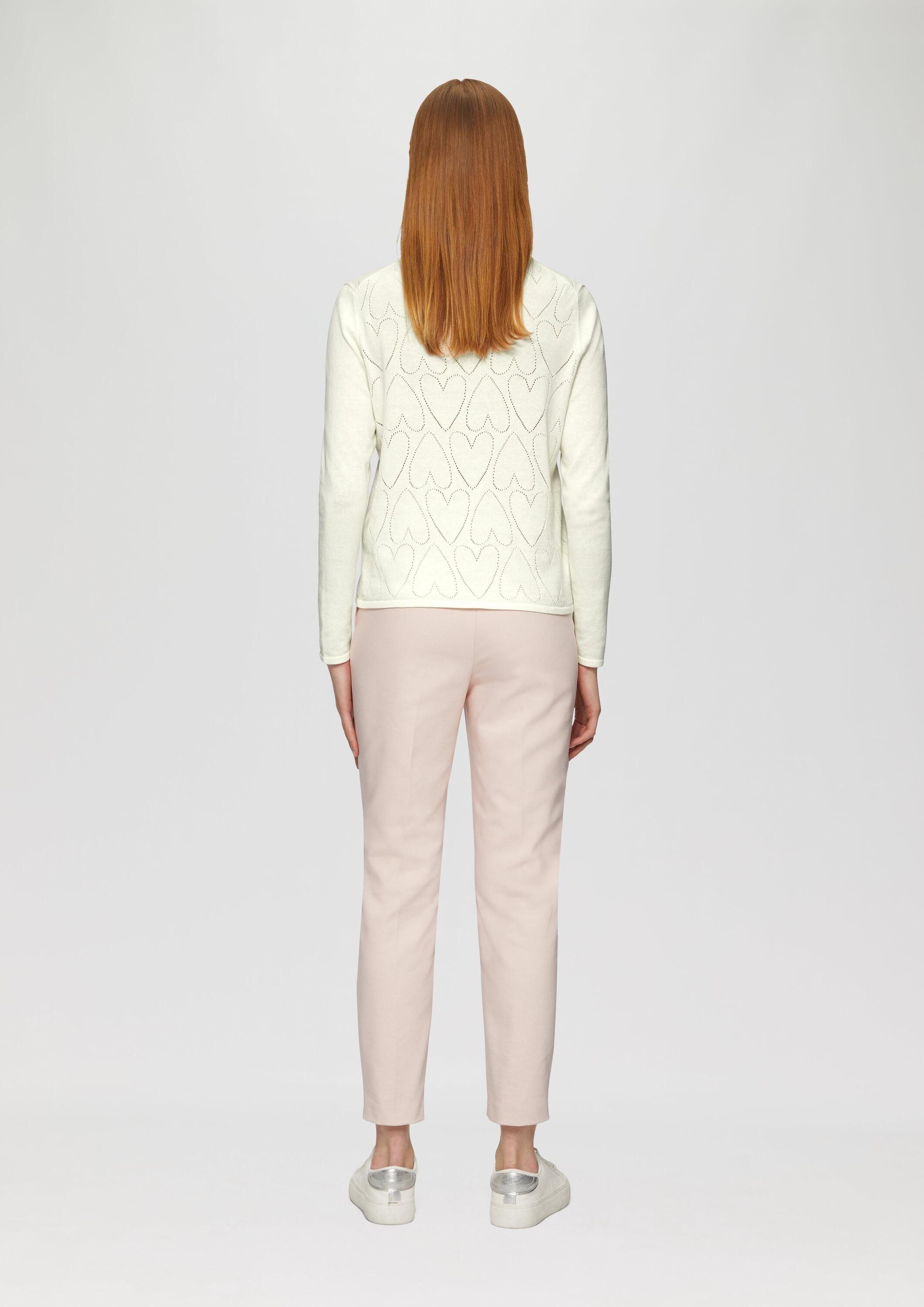 s.Oliver Longpullover Strickpullover Feinstrickpullover mit Herz-Ajourmuster