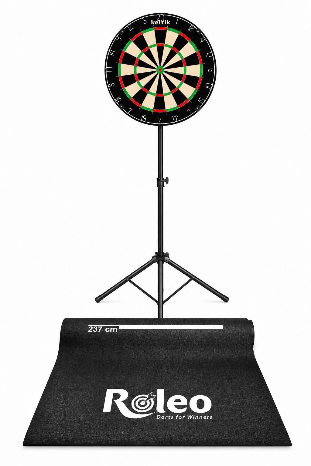 Keltik Dartscheibe Keltik Steeldart Set mit Dartboard, Ständer und Dartmatte, (1-tlg)