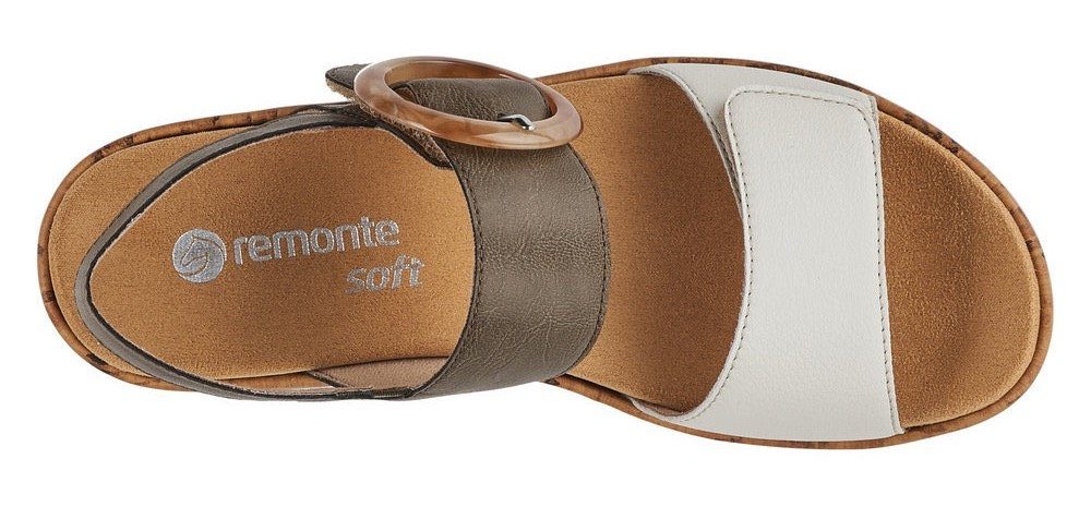 khaki-offwhite Sandale praktischem mit Remonte Klettverschluss