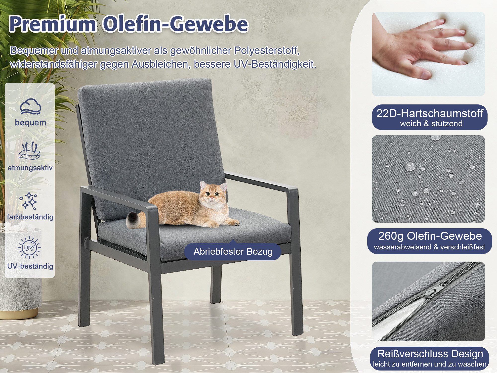 MeXo Gartenstuhl Aluminium Gartenmöbel Esstischstuhl (wetterfeste günstig online kaufen