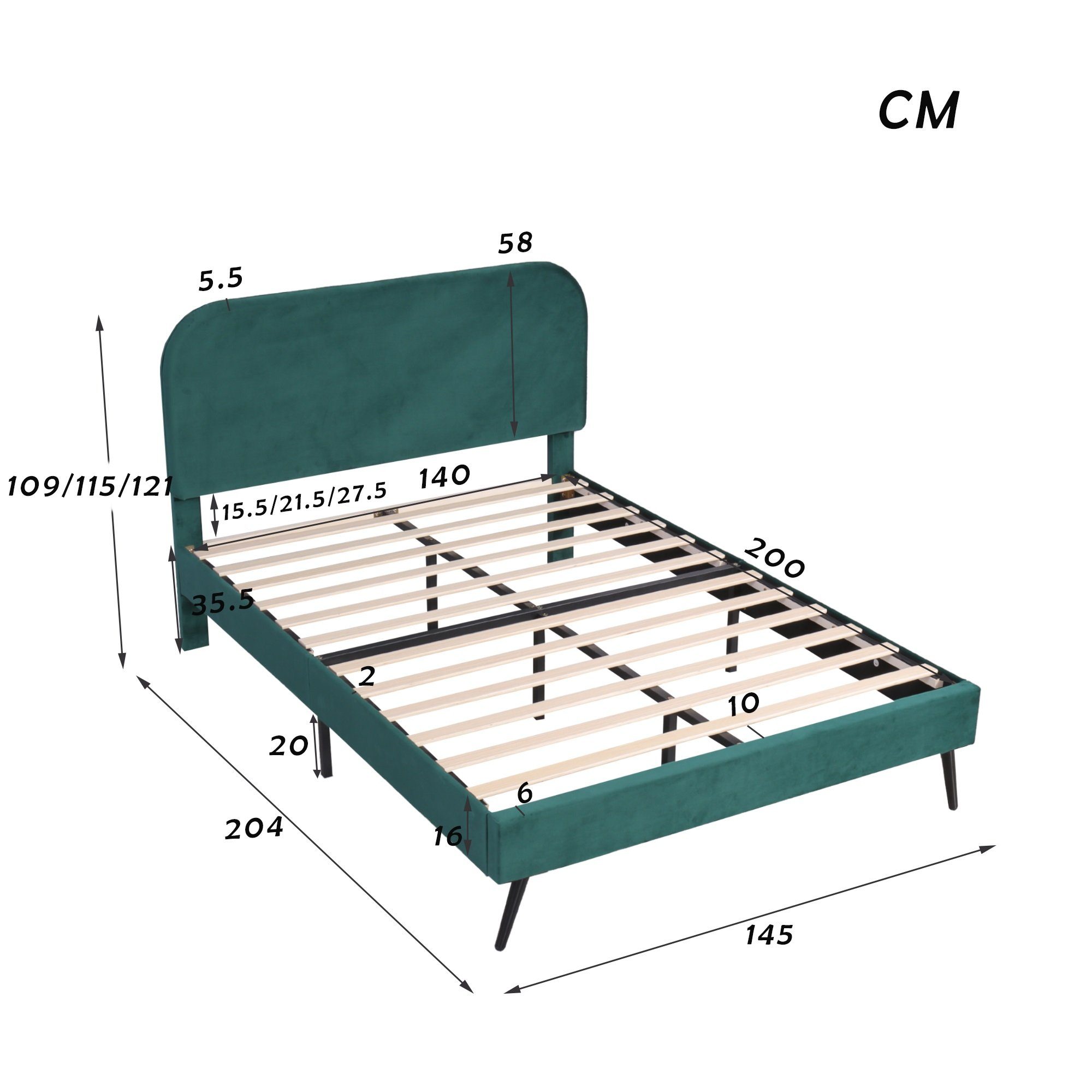 OKWISH Bett Schlafzimmer Set, + Ohne + (Doppelbett 140x200cm), Matratze Doppelbett Design Betthocker, Nachttisch 1x Modernes