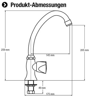 CORNAT Standventil "Lisa" Verchromter Messingkörper -Standmontage in Gäste-WC & Keller Geräuscharmer Luftsprudle / Kaltwasserhahn/ Wandarmatur/ Hoher Auslauf