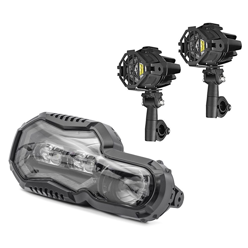 Lumitecs Halter LED Zusatzscheinwerfer Set + LED Scheinwerfer passend für BMW F 800 GS