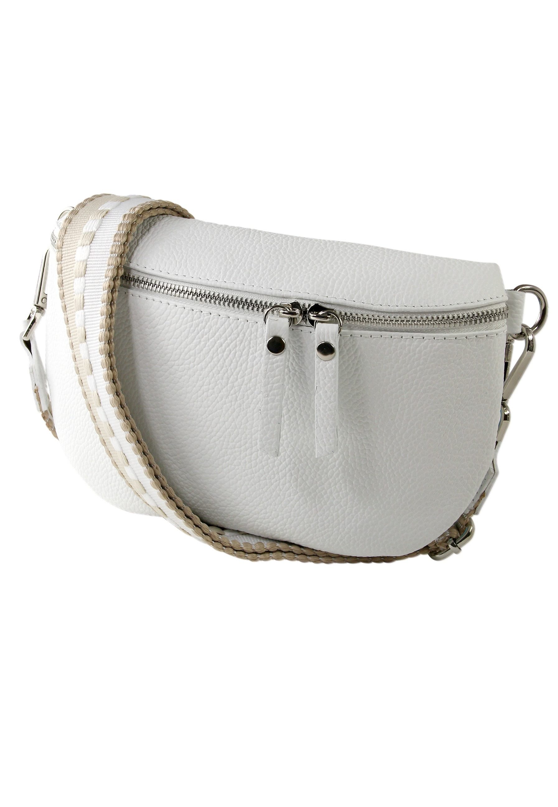 Toscanto Gürteltasche Toscanto weiß, mehrfarbigfarbene (Gürteltasche), Damen Gürteltasche Echtes Leder, weiß, mehrfarbig