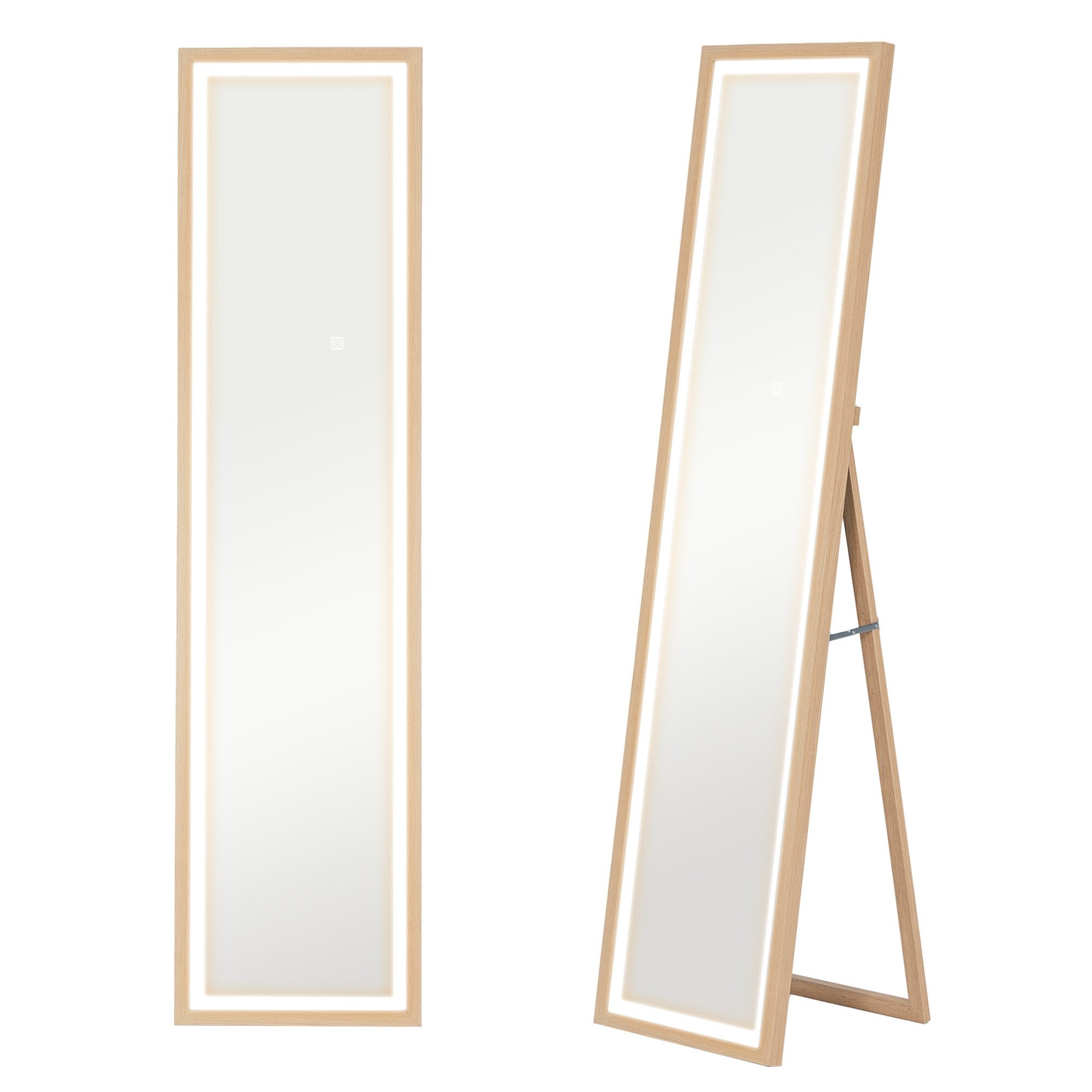 Standspiegel Ganzkörperspiegel 40 x 160 cm mit LED-Lichte, 3 Lichtfarben