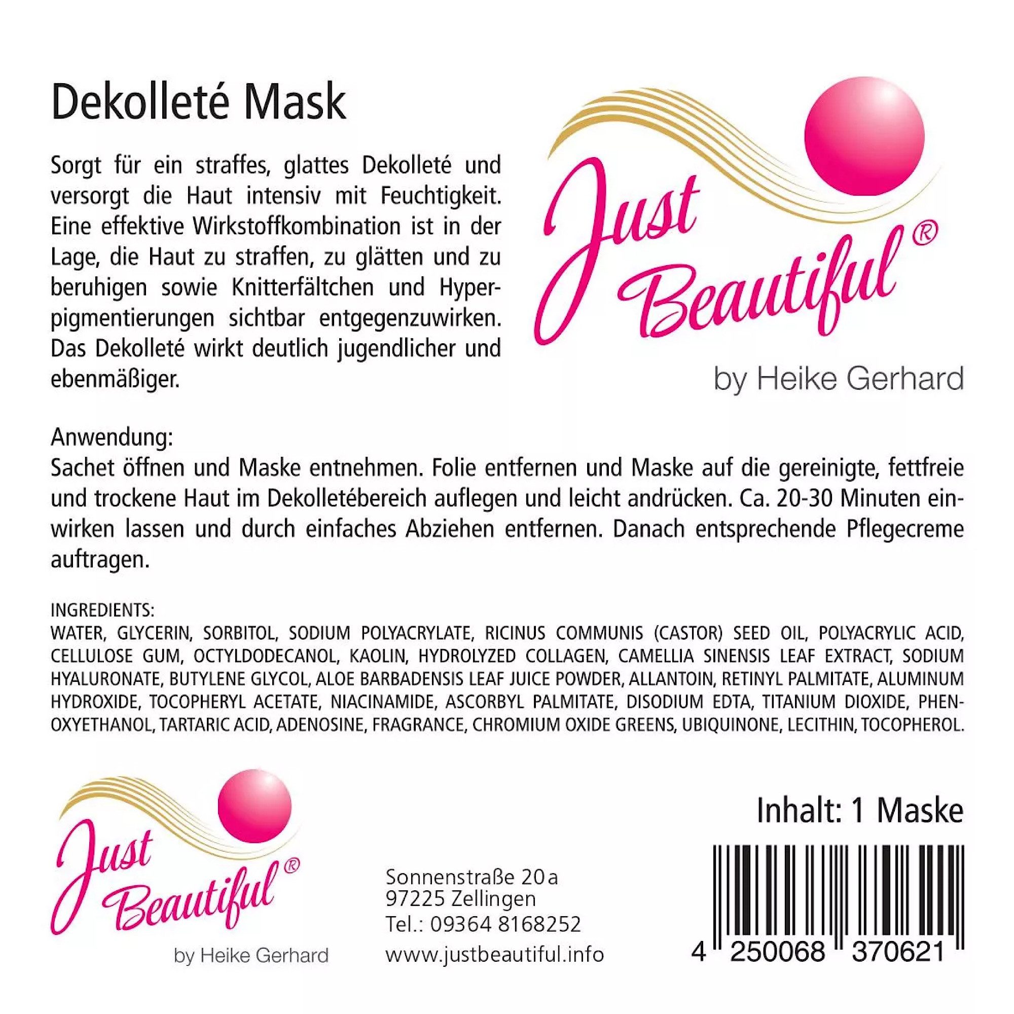 Just Beautiful® Dekolletee-Maske Just Beautiful® Hydrogel Dekolleté Maske, 1-tlg.