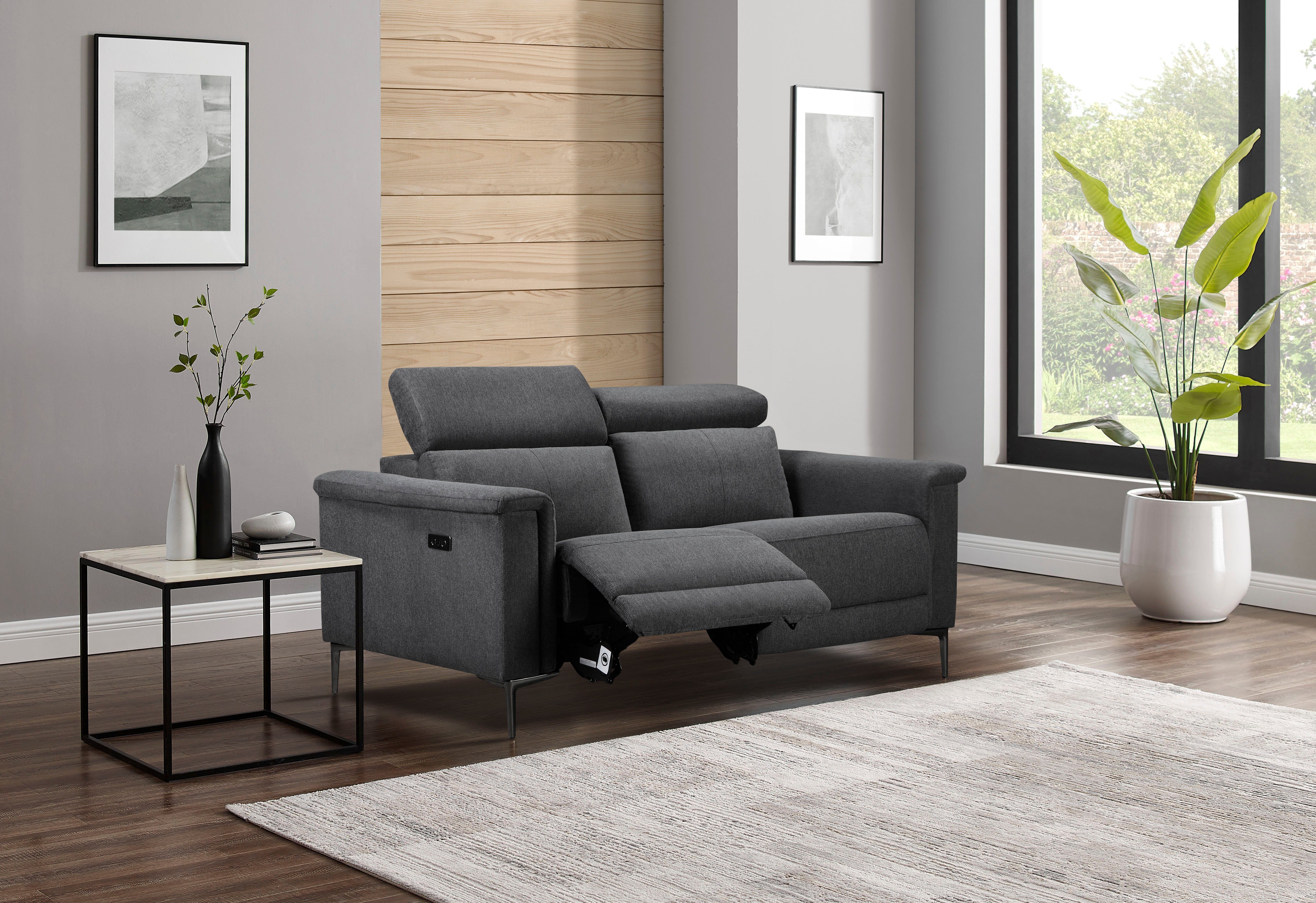 OTTO home 2-Sitzer LUND,Struktur-Bezug, 160 cm, mit Relaxfunktion und Kopfteilverstellung, manuell od. elektrisch (m.USB-A), Federkern und Kopfteilverstellung