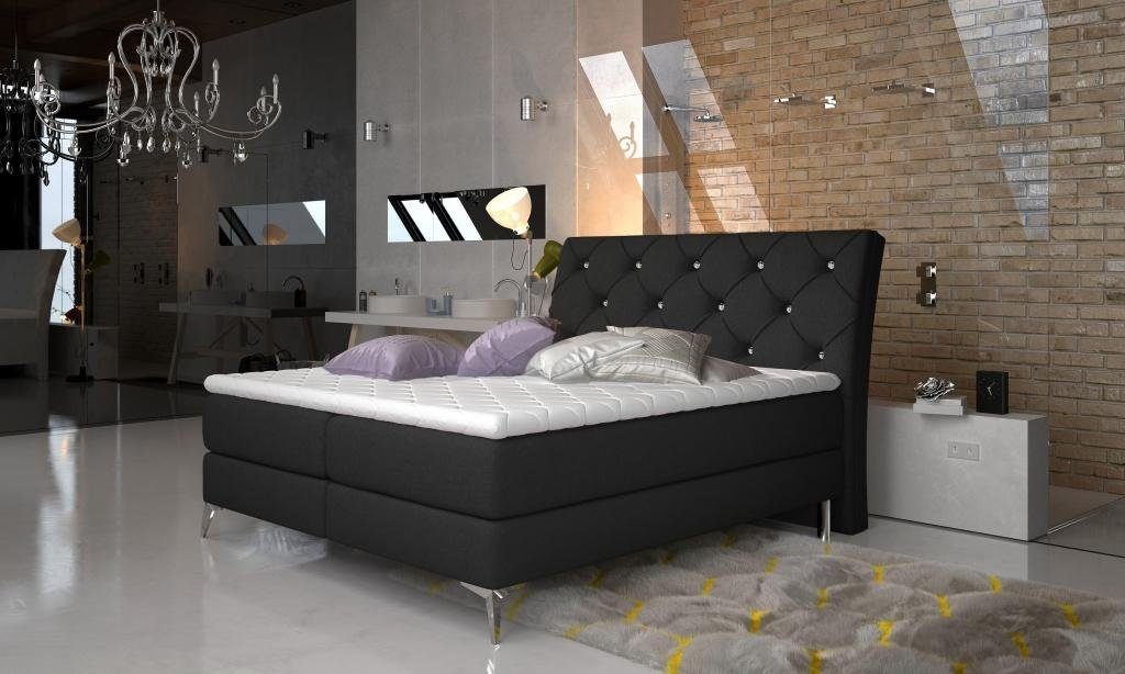 Doppel Bett Stil Polster Schwarz Design JVmoebel Barock Textil Modern Bett