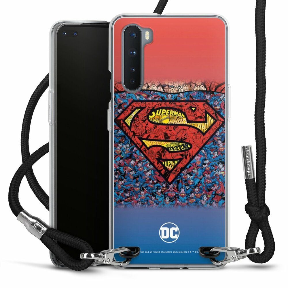DeinDesign Handyhülle Superman Offizielles Lizenzprodukt Logo Superman Logo Mosaic, OnePlus Nord Handykette Hülle mit Band Case zum Umhängen