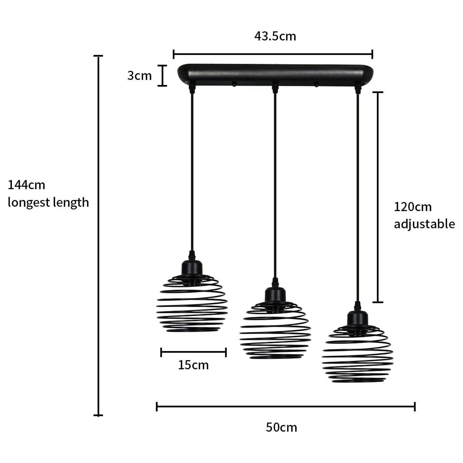 Nettlife Pendelleuchte Schwarz Esstisch Vintage Metall E27 Hängelampe Retro Hängeleuchte, LED wechselbar, für Esstisch Küche Esszimmer Wohnzimmer Arbeitszimmer Büro