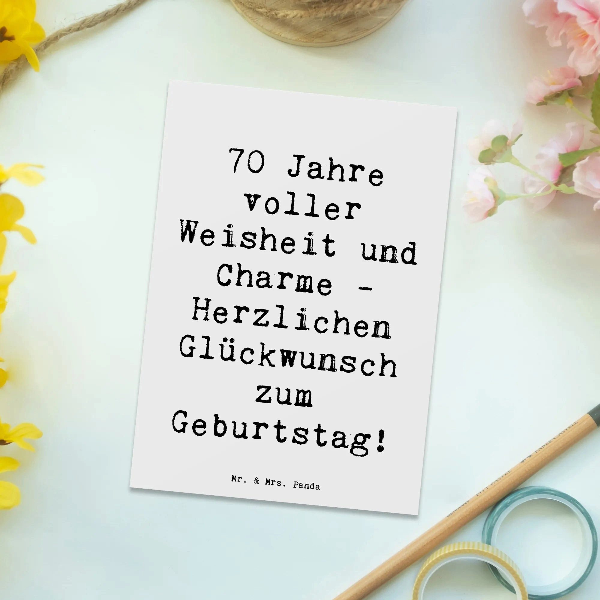 Thumbnail - Mr. & Mrs. Panda Postkarte Spruch 70. Geburtstag - Weiß - Geschenk, besondere Anlässe, unvergess, Liebevolles Design
