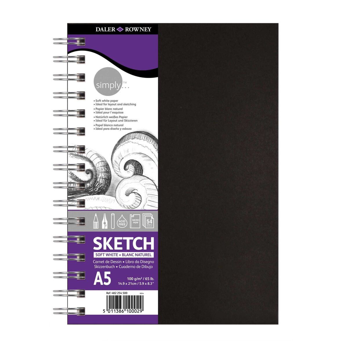DALER ROWNEY Notizbuch Skizzenbuch - A5 100 g/qm 110 Blatt Spirale.