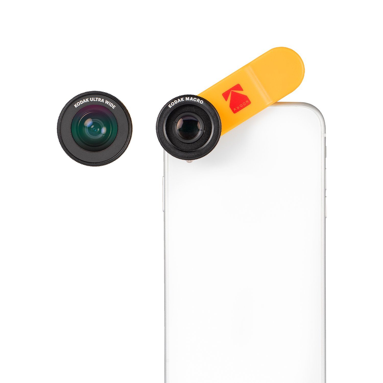Kodak Objektiv, (2-in-1 Vorsatzlinsen-Set für Smartphones bestehend aus 100° Weitwinkel- und 15x Makro-Objektiv (Universelle Clip-Befestigung, Funktioniert auch mit MultiCams & Frontkameras) - KSM001)