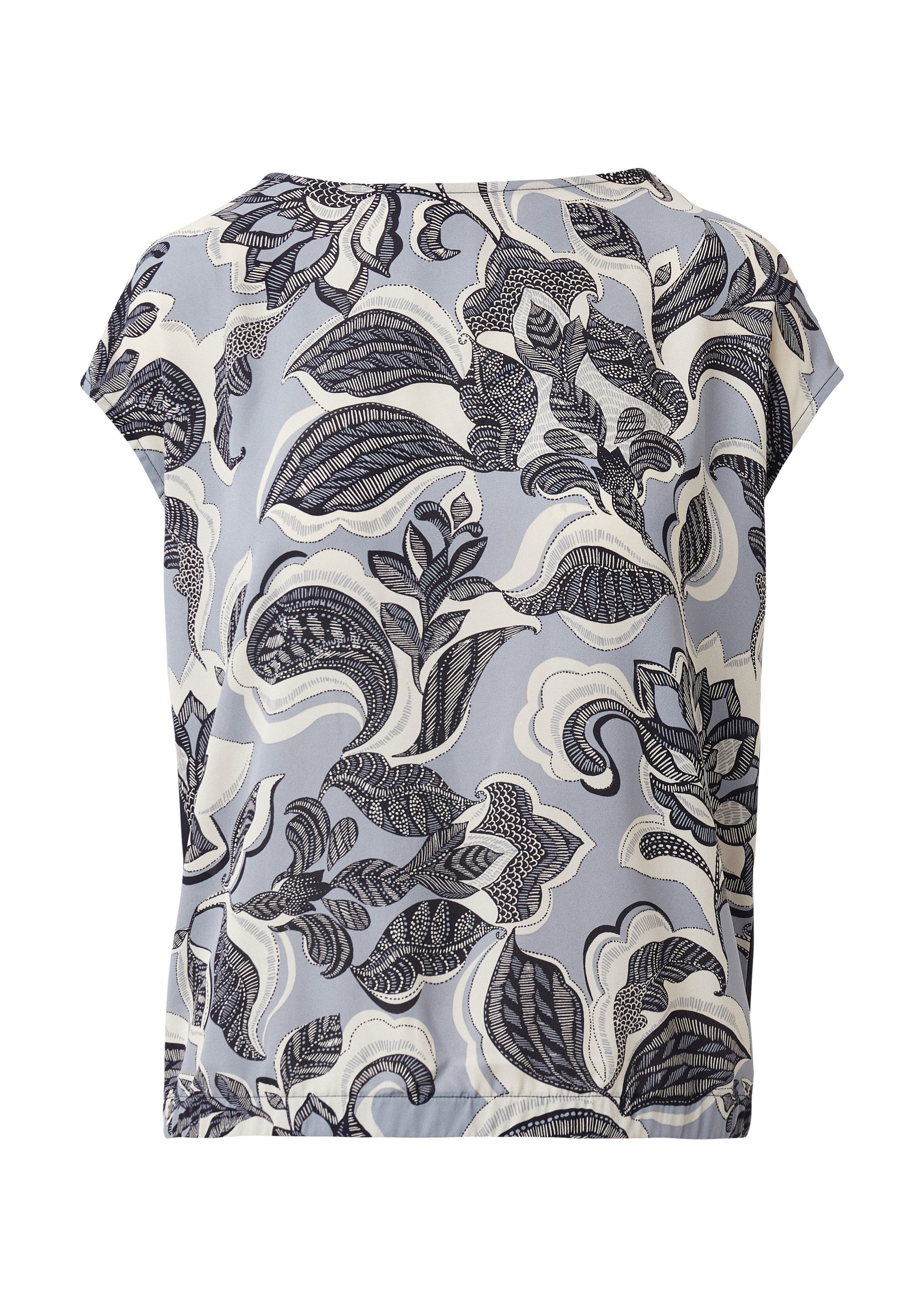 comma Kurzarmshirt T-Shirt T-Shirt im Materialmix und floralem Print