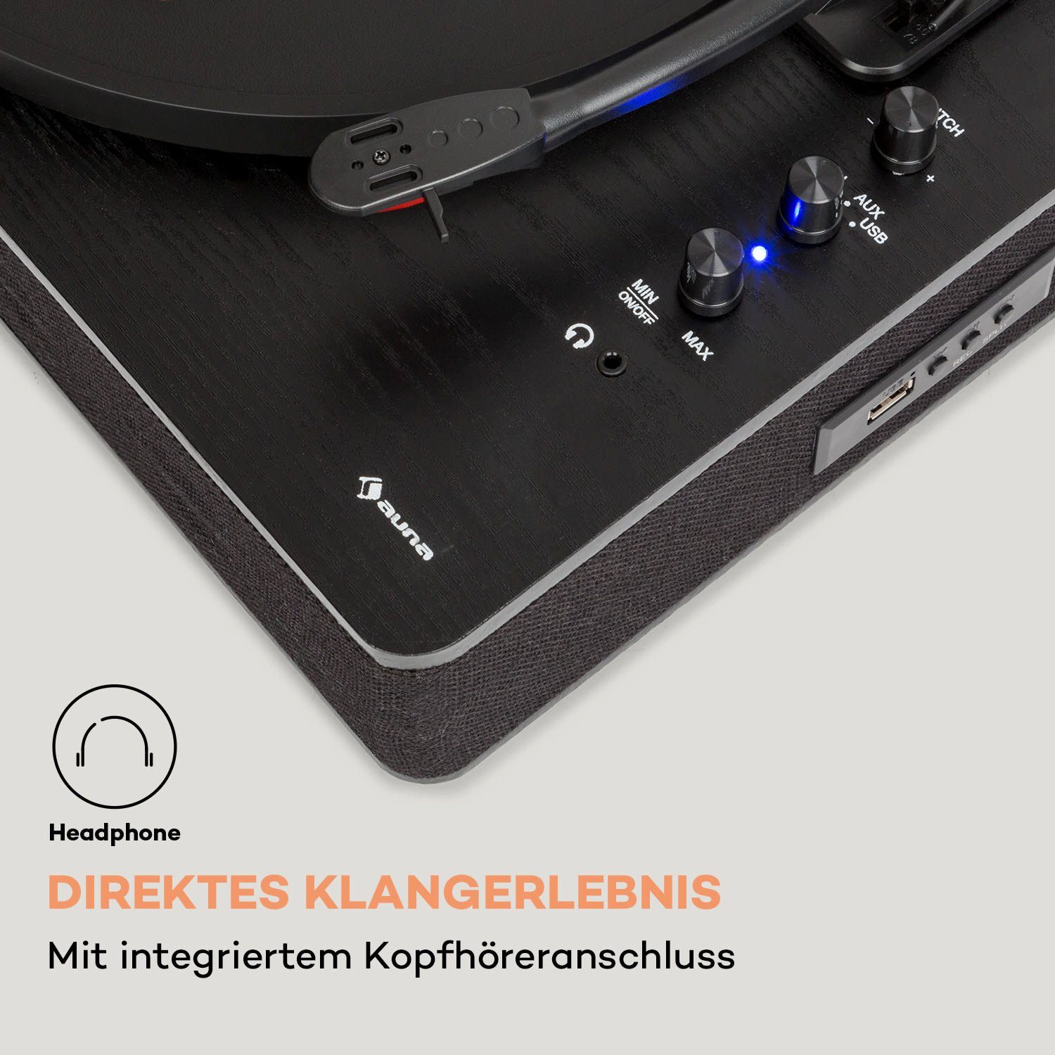 Auna TT-Classic Plus Plattenspieler mit (Riemenantrieb, Lautsprecher Plattenspieler) Vinyl Bluetooth, Schallplattenspieler