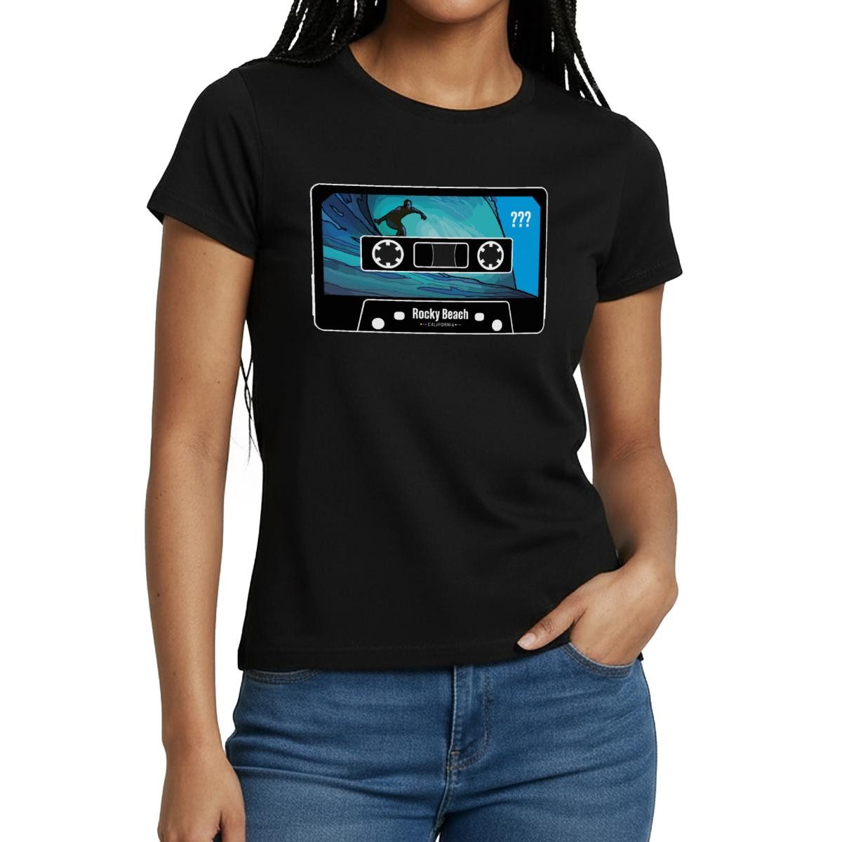 T-Shirt Die drei Fragezeichen Rocky Beach Kassette Surfen Frauen T-Shirt