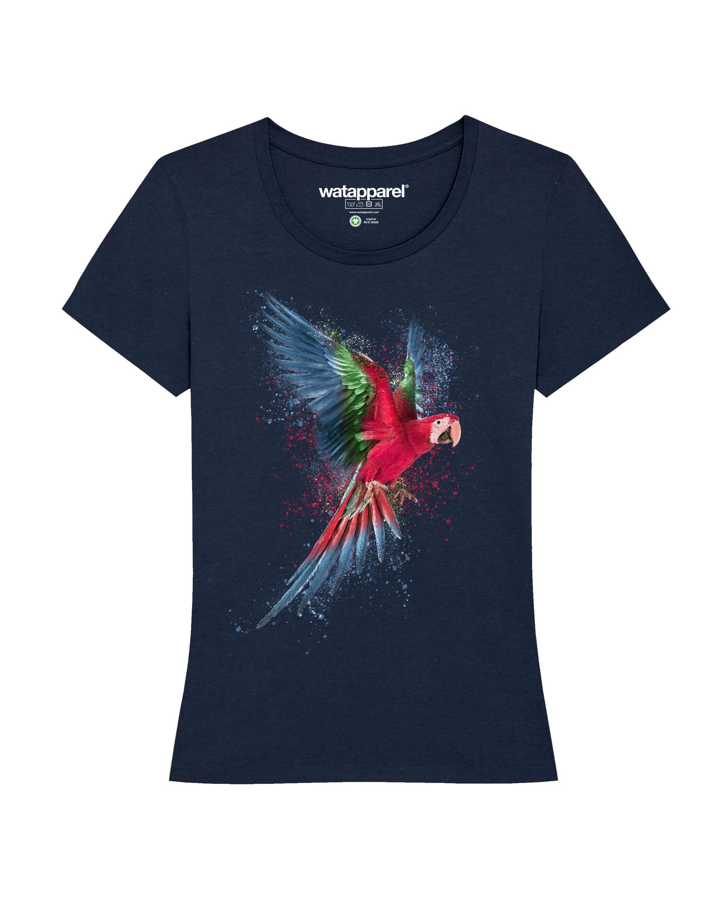 wat? Apparel Print-Shirt Papagei (1-tlg) dunkelblau