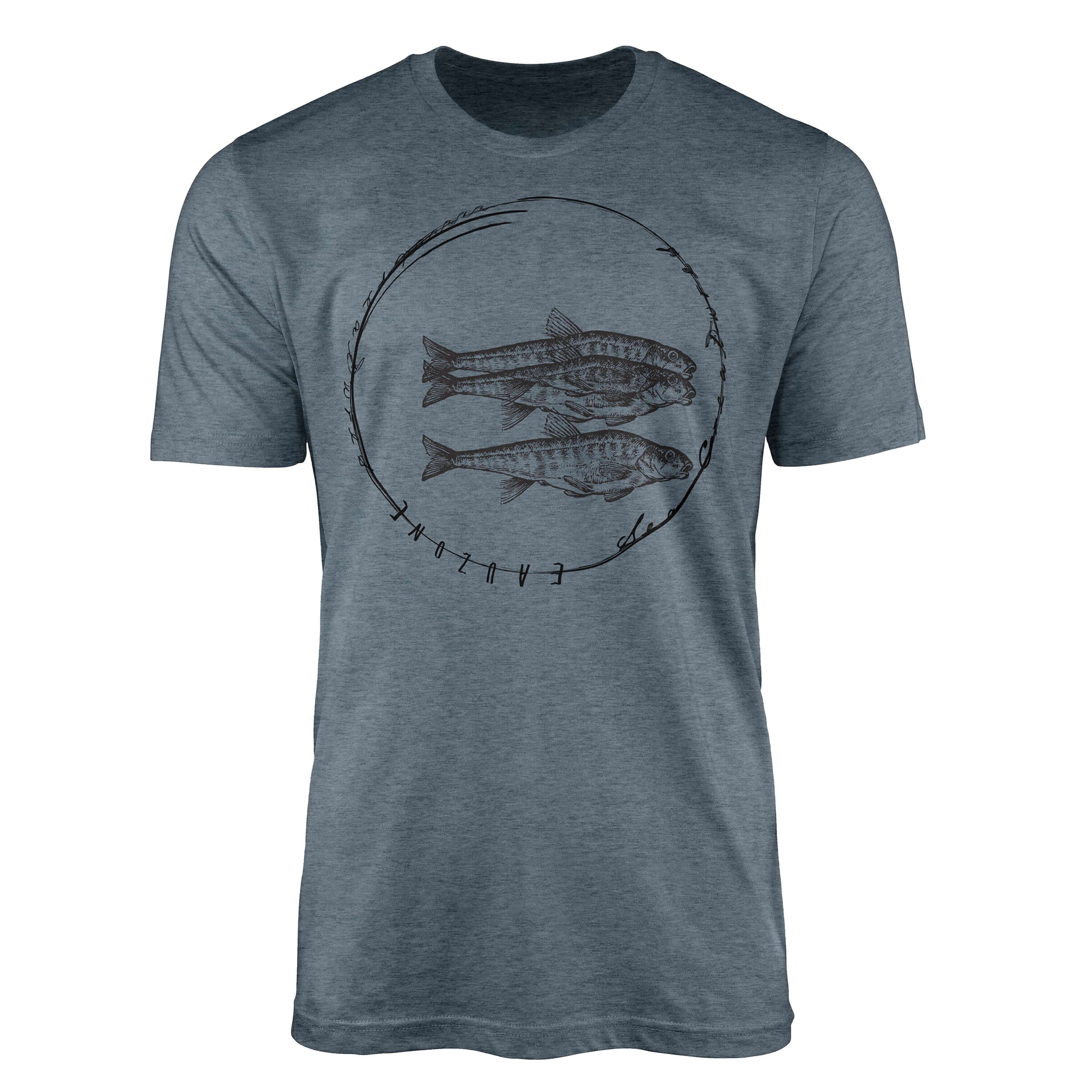Sinus Art T-Shirt T-Shirt Tiefsee Fische - Serie: Sea Creatures, feine Struktur und sportlicher Schnitt / Sea 059 Indigo