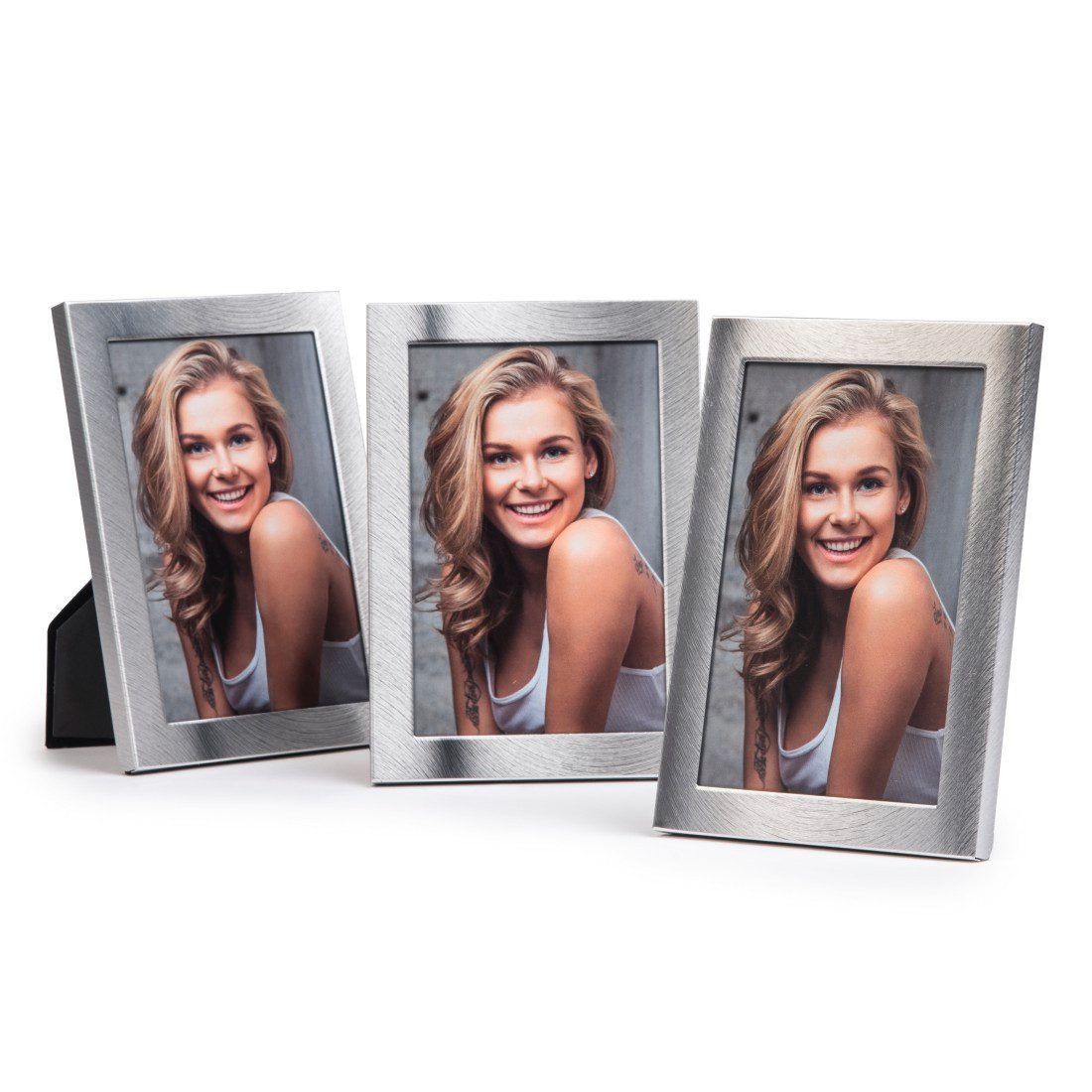 Portraitrahmen Bilderrahmen "Davos", Silber, 10x15 cm, 3er Pack