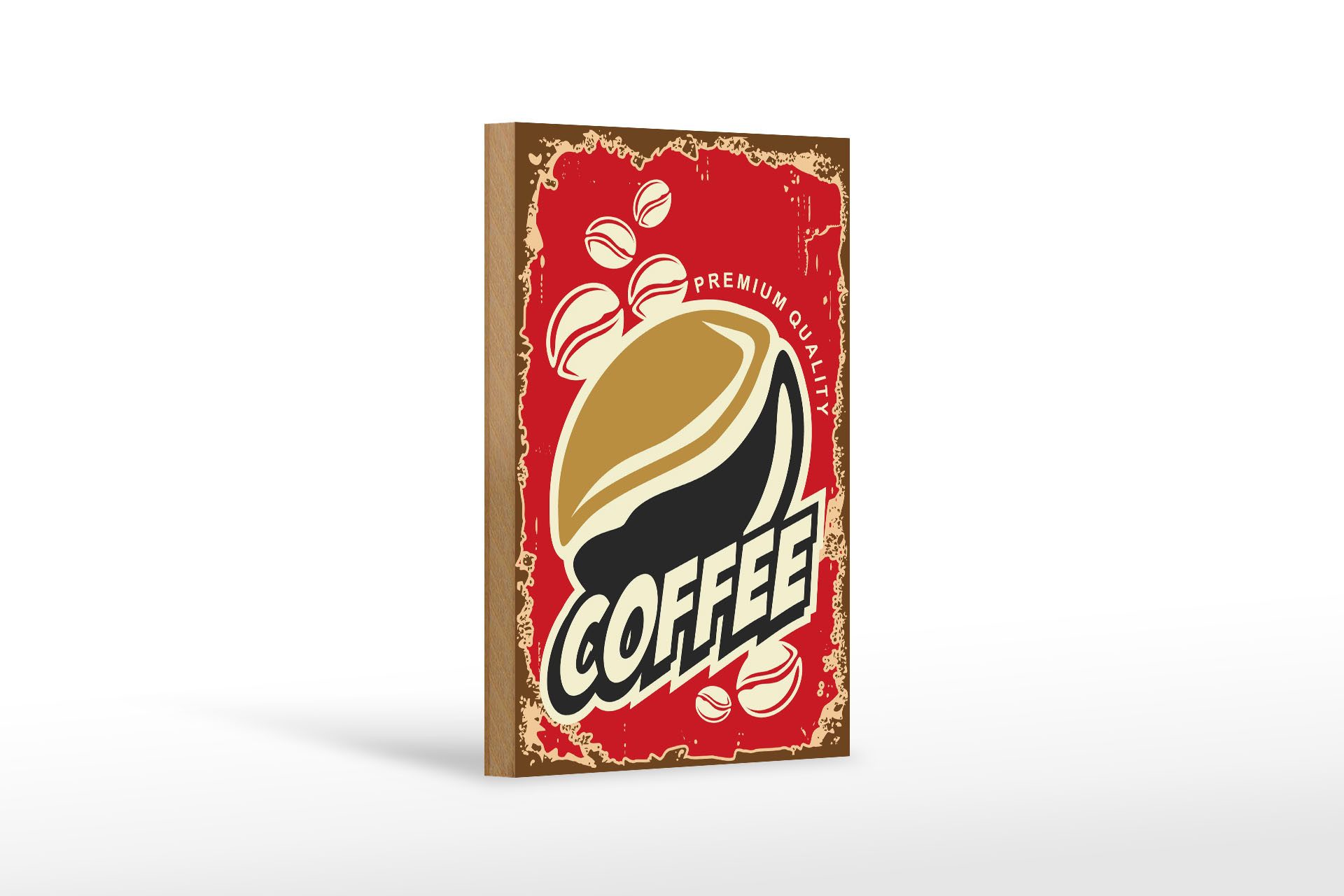 Holzbild Retro 12x18 cm Kaffee Premium Quality Coffee