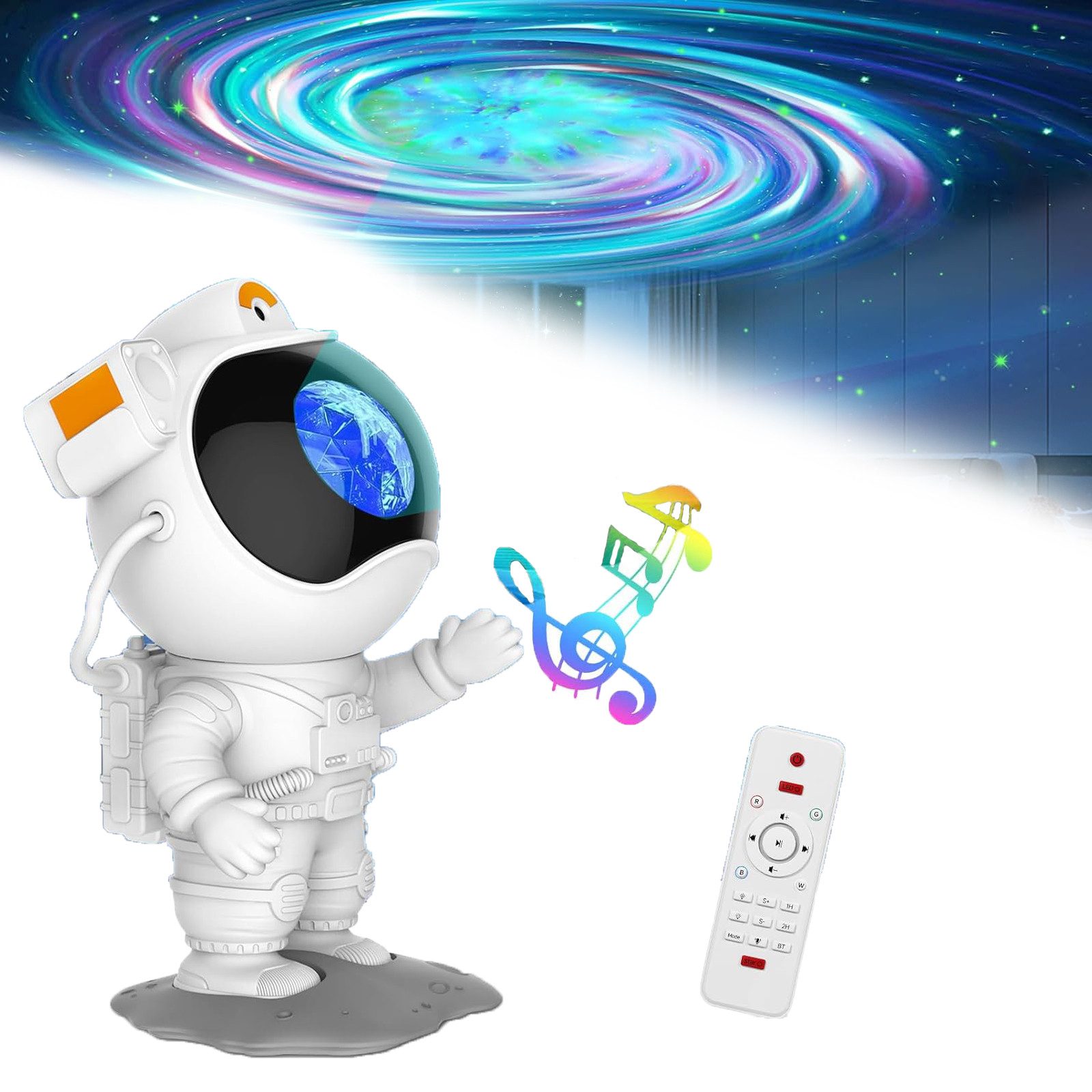 MUPOO Projektionslampe LED-Sternenprojektor Astronaut Beamer Nachtlicht Musik Synch,Timer, Bestrahlter Bereich: 80qm, LED fest integriert, Bluetooth Aurora Projektor Mit Fernbedienun