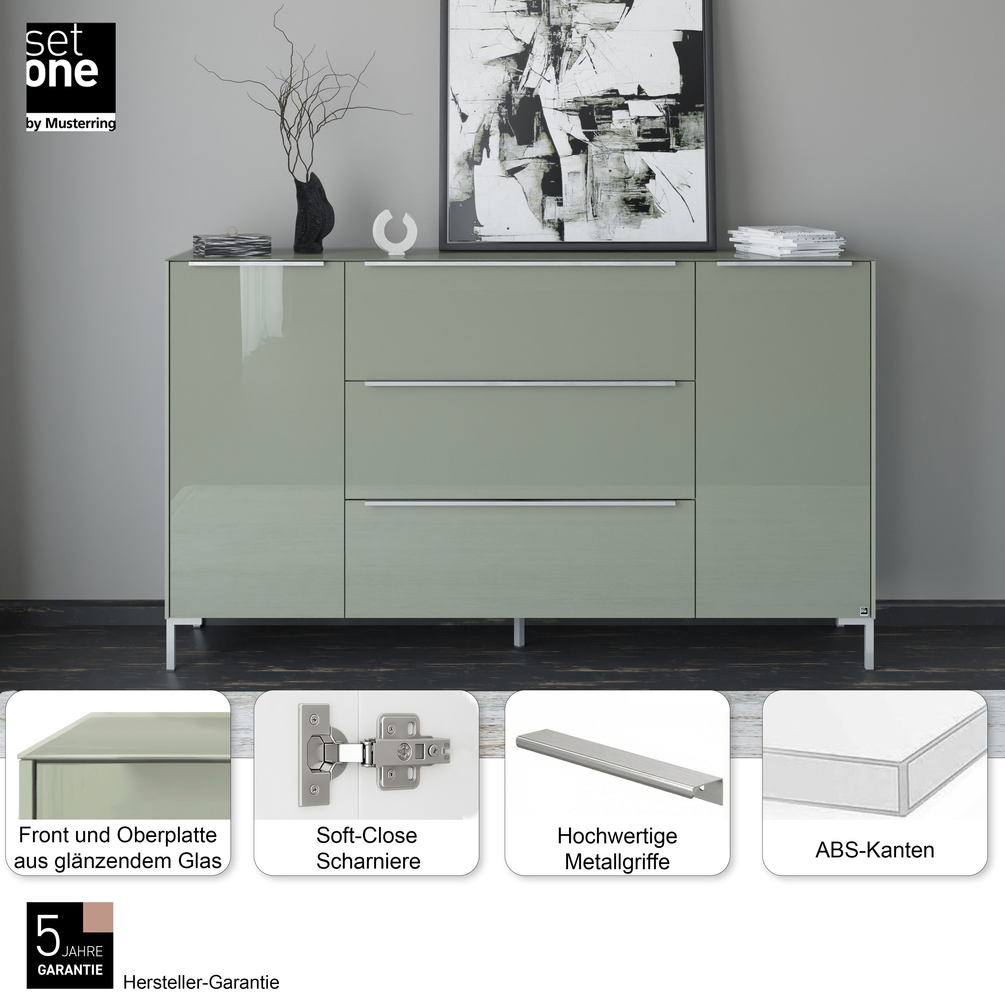 set one by Musterring Sideboard Reno (1 St), Mit Winkelfuß in diversen Farben, 108 cm Höhe & Farbauswahl
