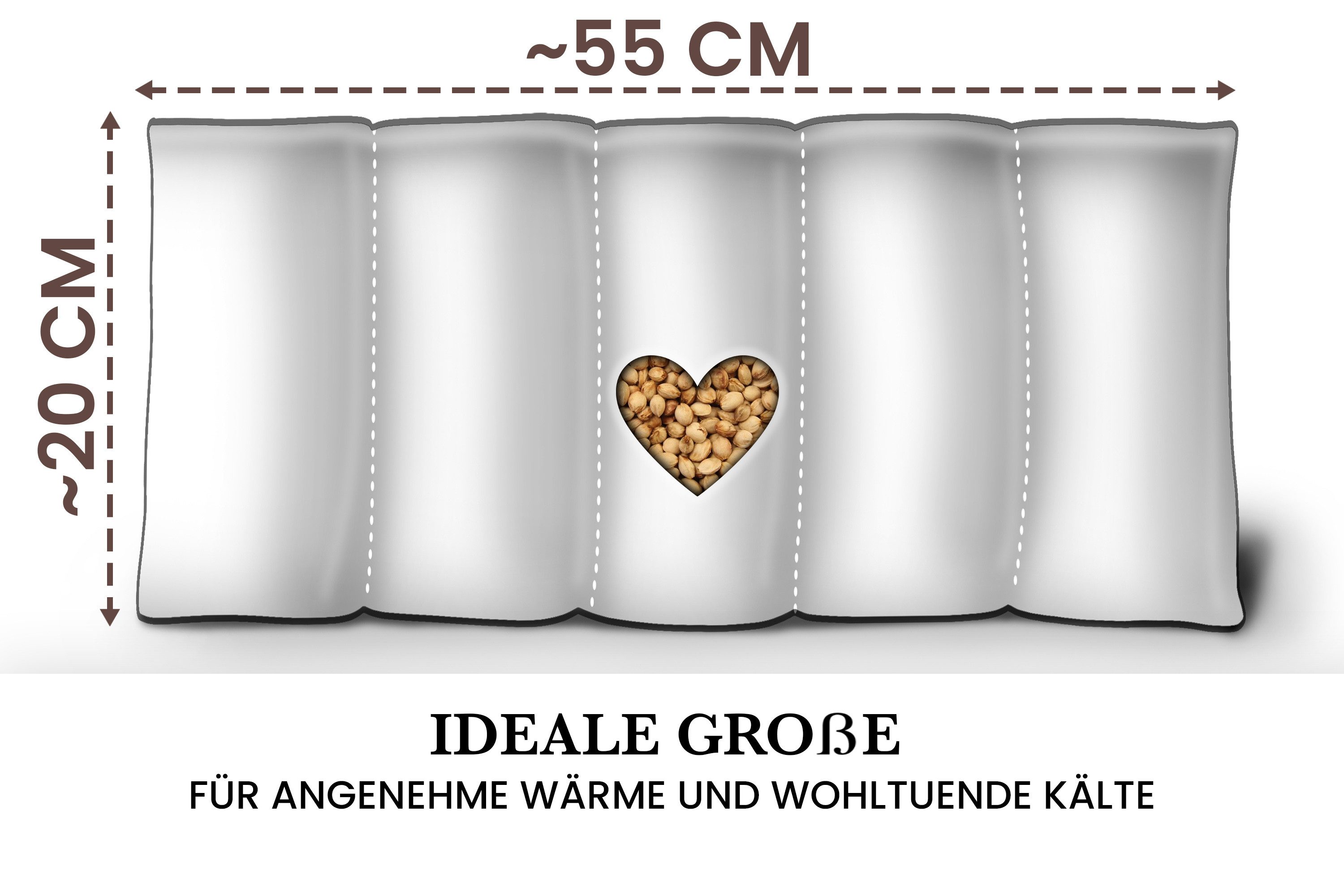 Amilian Kirschkernkissen 55x20cm groß für Mikrowelle - Körnerkissen Nacken Schulter Rücken, Wärme- und Kältekissen, für Bauch, Füße, EU-hergestellt, wiederverwendbar