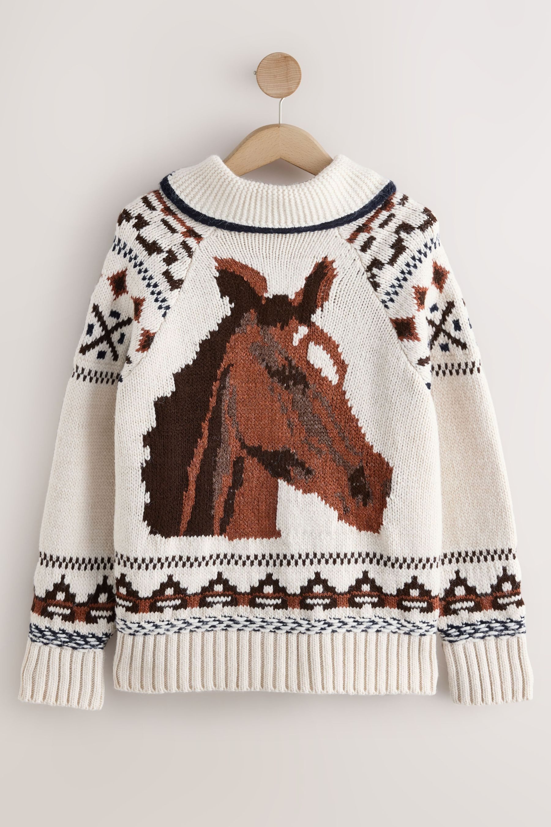 Next Strickjacke Strickjacke aus Grobstrick mit RV und Pferd-Grafik (1-tlg) günstig online kaufen