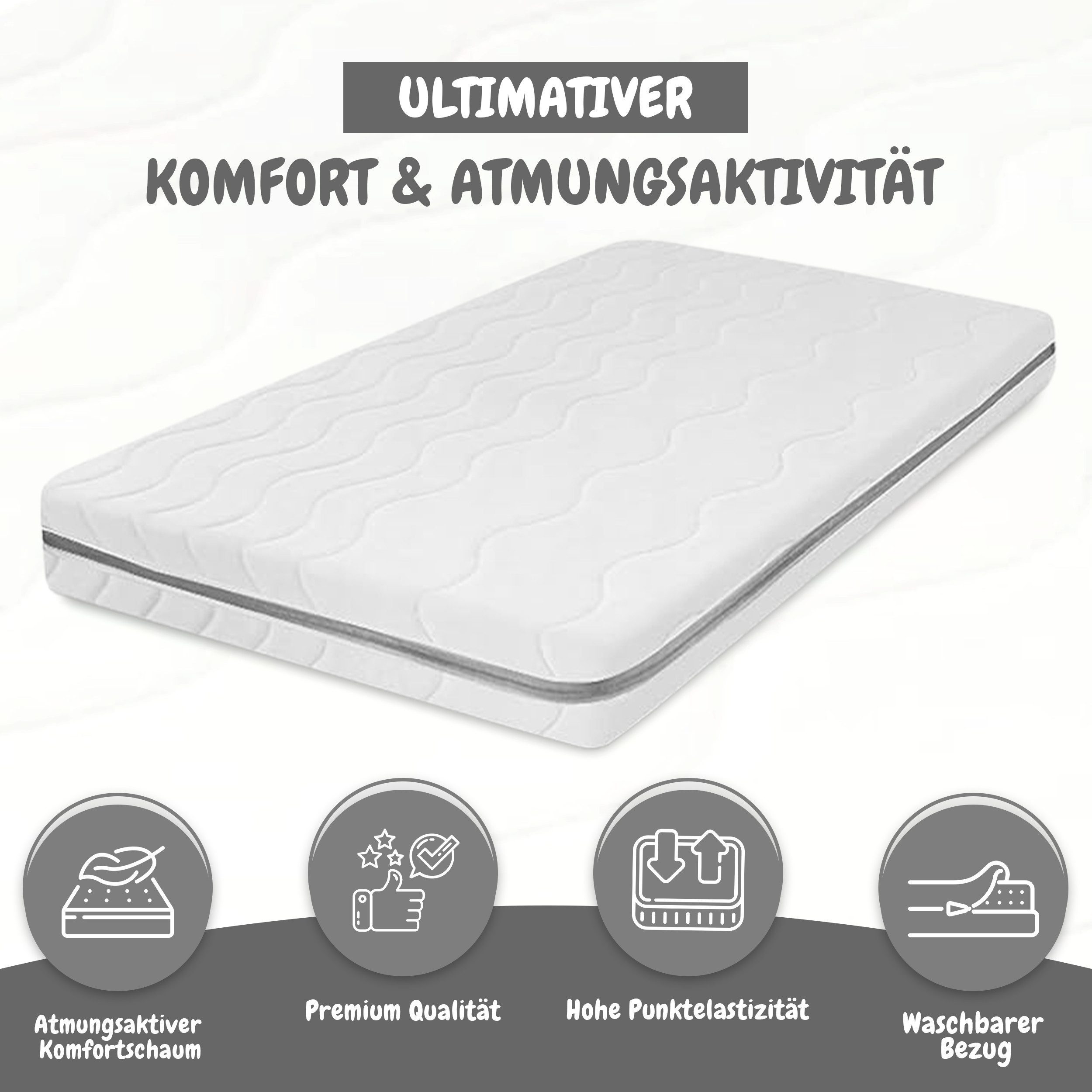 Kindermatratze Easy Active Kaltschaummatratze 90x200 cm mit Bezug, Best for Home, 10 cm hoch, (60x120 70x140 80x160 80x180 90x200 140x200 180x200 cm), Schaumstoffmatratze, Kindermatratze mit Reißverschluss