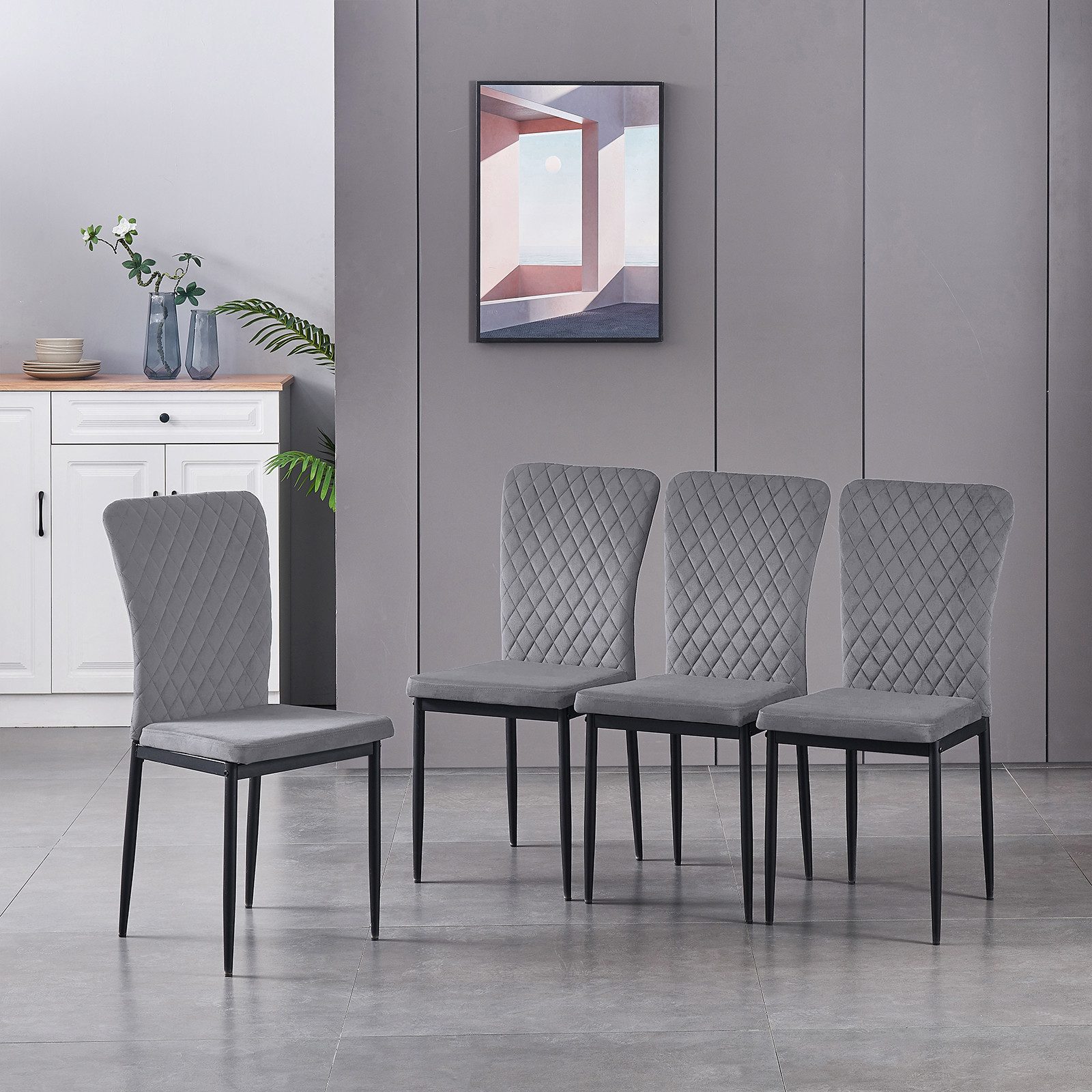 JYMTOM Esszimmerstuhl Samt/Kunstleder, hoher Lehne, Metallgestell, günstig online kaufen