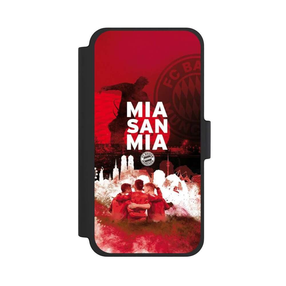 NIVOCASE Handyhülle FCB Mia San Mia FC Bayern München FCB - MIA SAN MIA, Apple iPhone 12 mini Klapphülle Handyhülle aus Kunst Leder