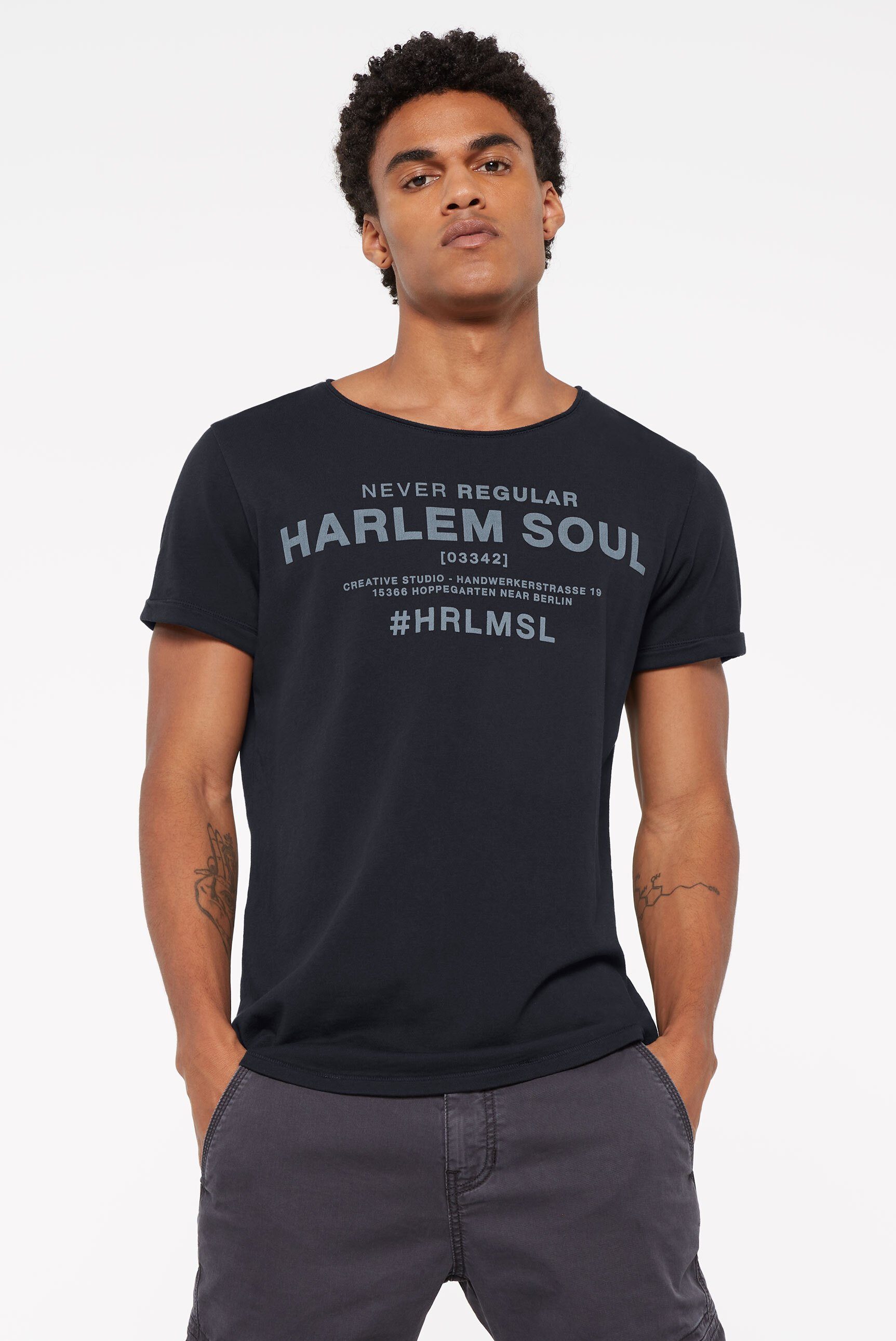 Harlem Rundhalsshirt Soul Turn-up-Ärmeln mit fixierten