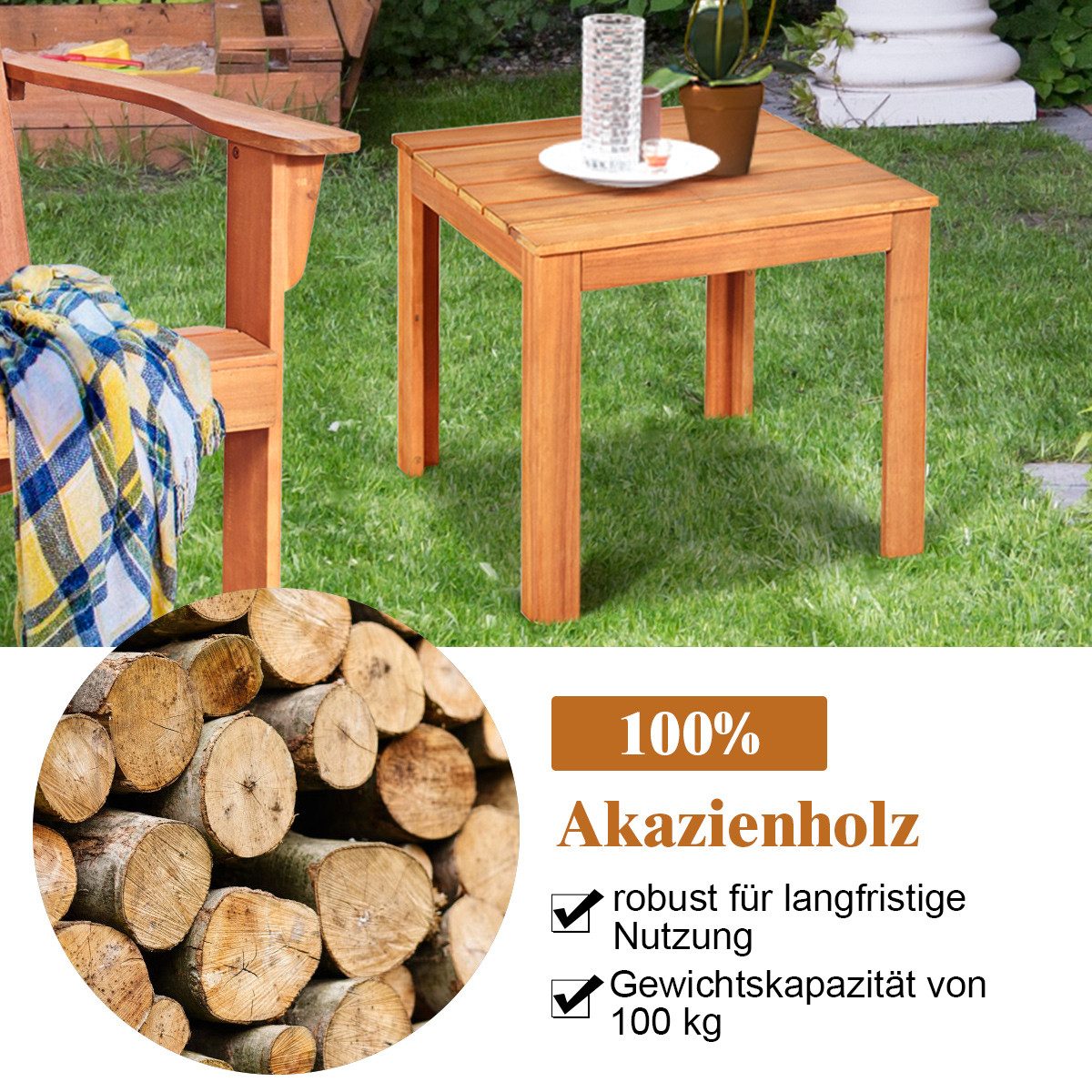 COSTWAY Gartentisch, aus Akazienholz, Beistelltisch bis günstig online kaufen