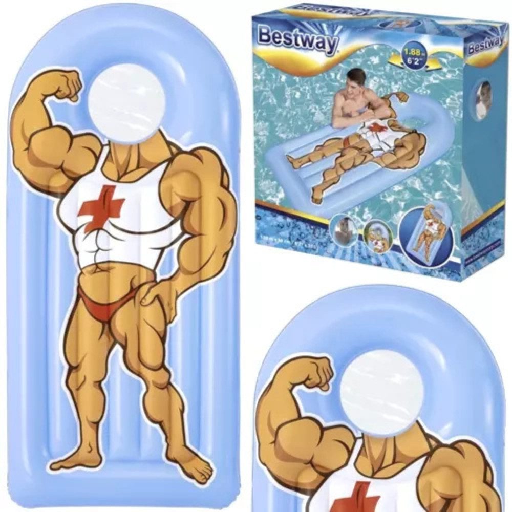 Bestway Luftmatratze Wasserliege Poolliege, (Spar-Set, 1-St., 188 x 89 cm robust), 2 Luftkammern, Kopfstütze, Reparaturflicken