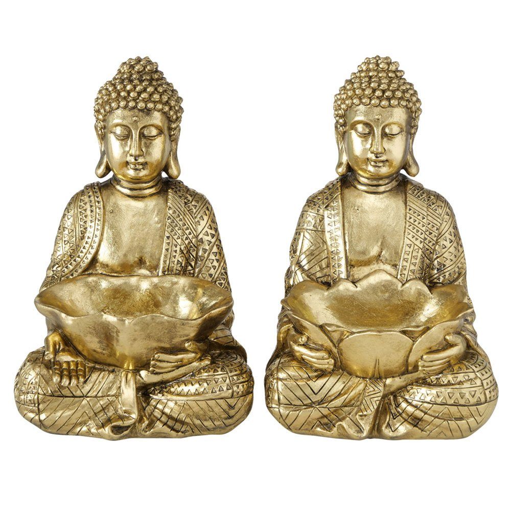BOLTZE Buddhafigur, Buddha Dekofigur sitzend Asia Skulptur Kunstharz gold Feng Shui