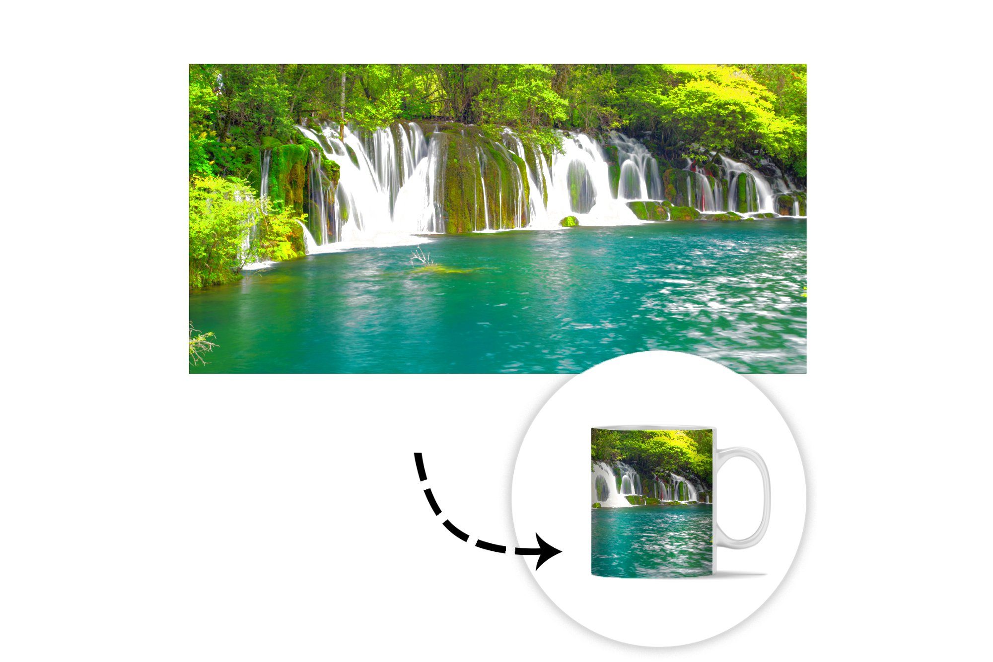 MuchoWow Tasse Die grüne Natur Wasserfälle Keramik, in Teetasse, Thailands, der Teetasse, Kaffeetassen, Becher, oberhalb Geschenk