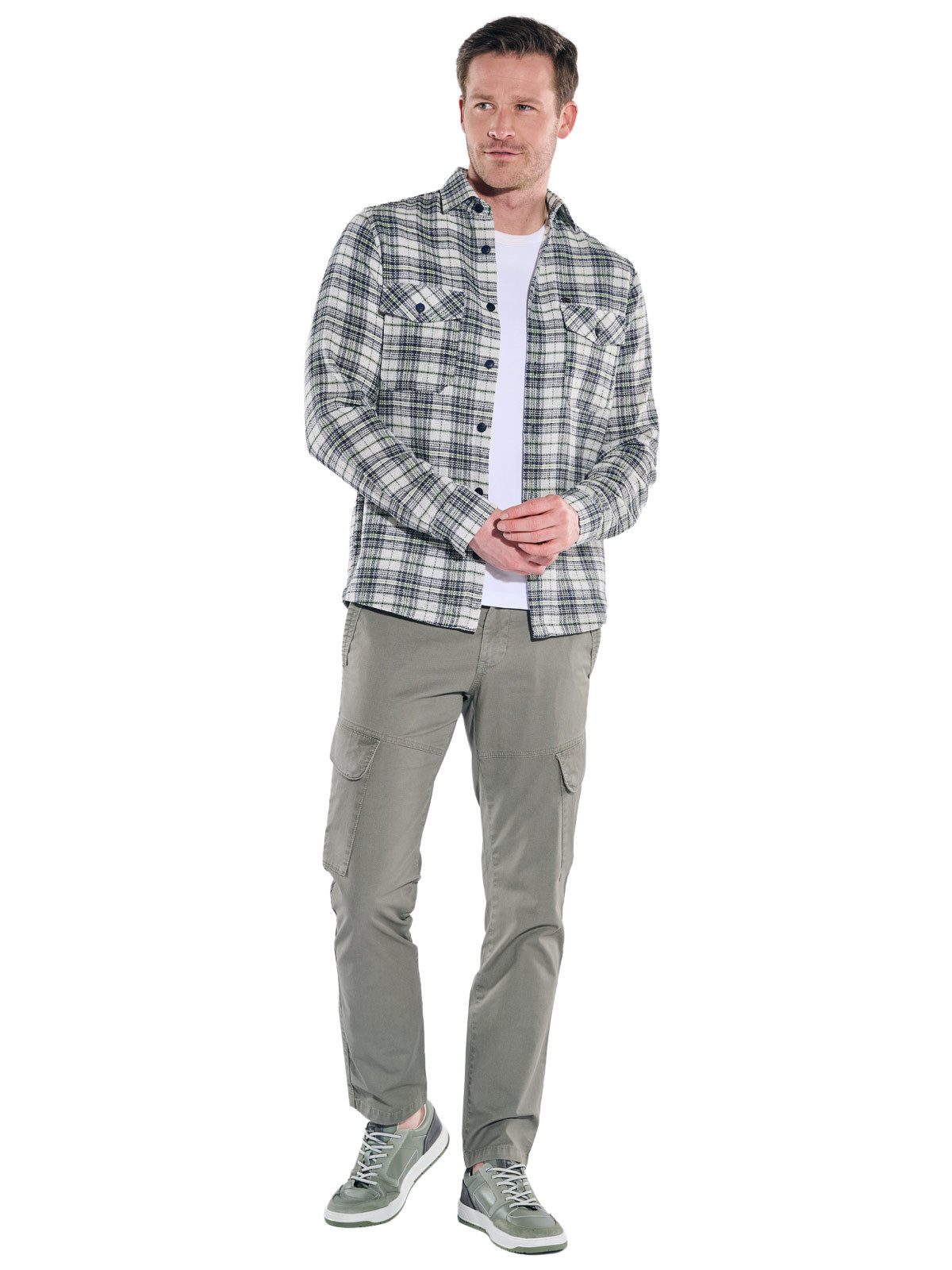 Engbers Langarmhemd Herren Kerniges Overshirt aus Leno-Ware, Brilliantblau