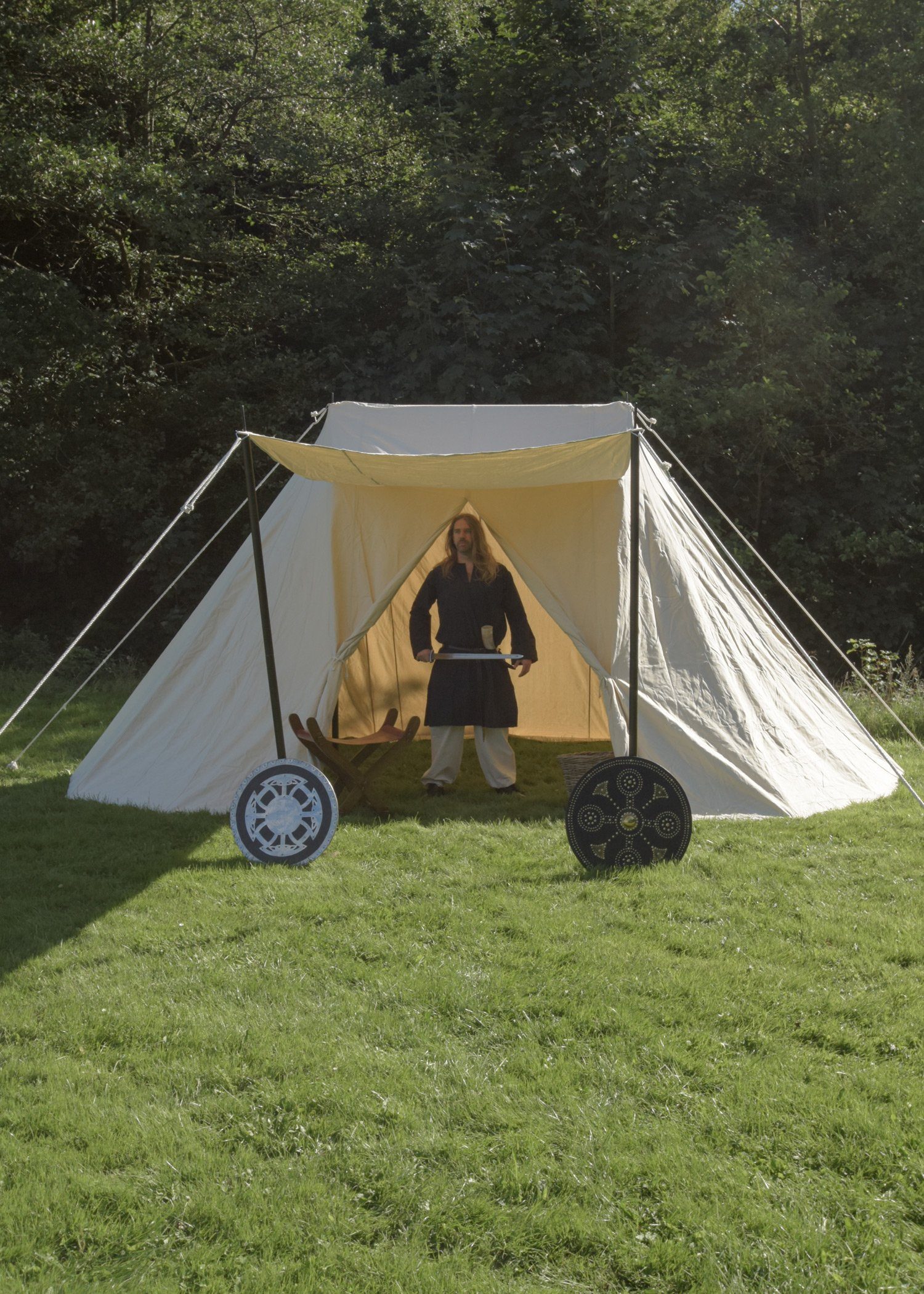 Battle Merchant Gruppenzelt Sachsenzelt Jorvik, 4 x 6 m, 425 gsm, naturfarben