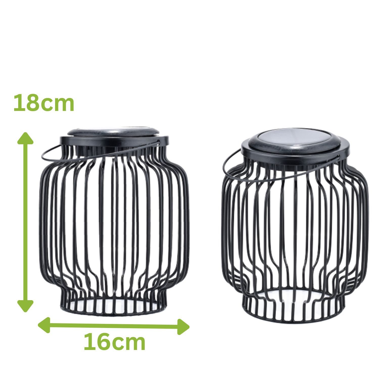 Marrakesch Orient & Mediterran Interior LED Solarleuchte 2er Set Skandinavische Solarlaterne Lazar aus Metall in Schwarz 18 cm, Handarbeit