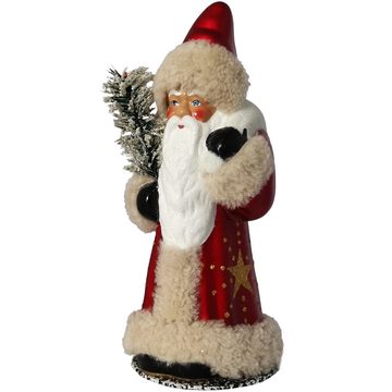 Weihnachtsmann Santa burgund 26cm Pappmache (1 St), Gansfeder-Rute