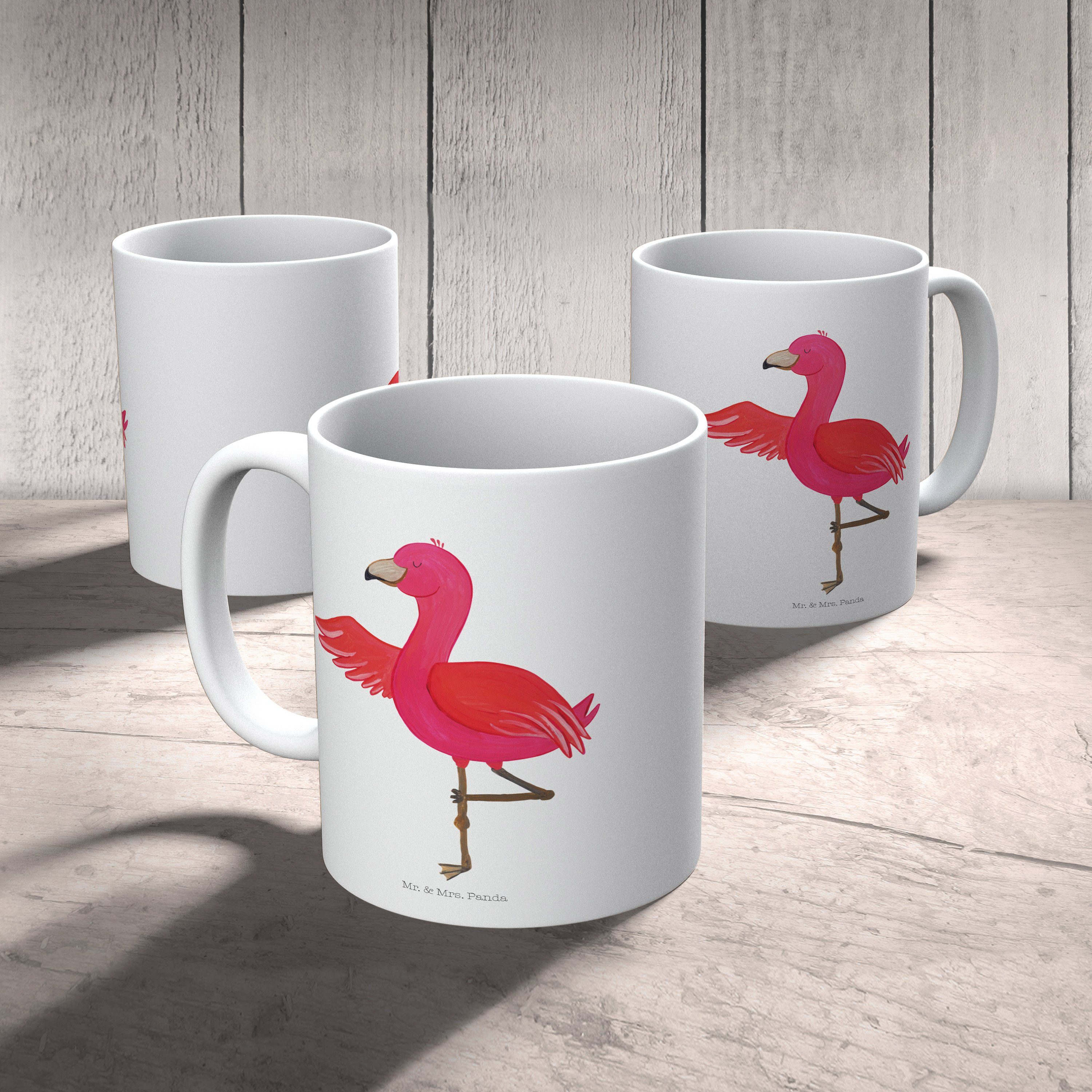 Mr. & - Yoga Keramik Flamingo Panda - Entspannung, Weiß Urlaub, Mrs. Tasse, Yoga Tee, Tasse Geschenk