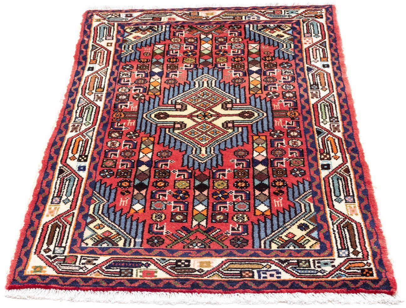 Wollteppich Hosseinabad Medaillon Beige 127 x 86 cm, morgenland, rechteckig, Höhe: 10 mm, Handgeknüpft | Kurzflor-Teppiche