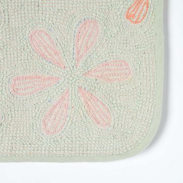 Badematte Rutschfeste Duschmatte mit Blumenmuster 100% Baumwolle, mehrfarbig Homescapes, Höhe 20 mm, 50 x 50 cm