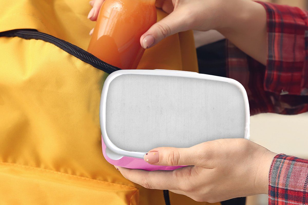 MuchoWow Lunchbox (2-tlg), Brotdose Weiß - rosa Beton Snackbox, für Grau, Kunststoff, Erwachsene, Brotbox Kinder, Kunststoff - Mädchen