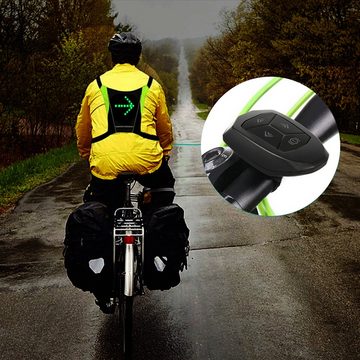 Maclean Warnweste MCE420 LED-Blinker, inkl. Fernbedienung, USB, Signalisiert Fahrtrichtung [Pfeile] + Stopwarnung [!]