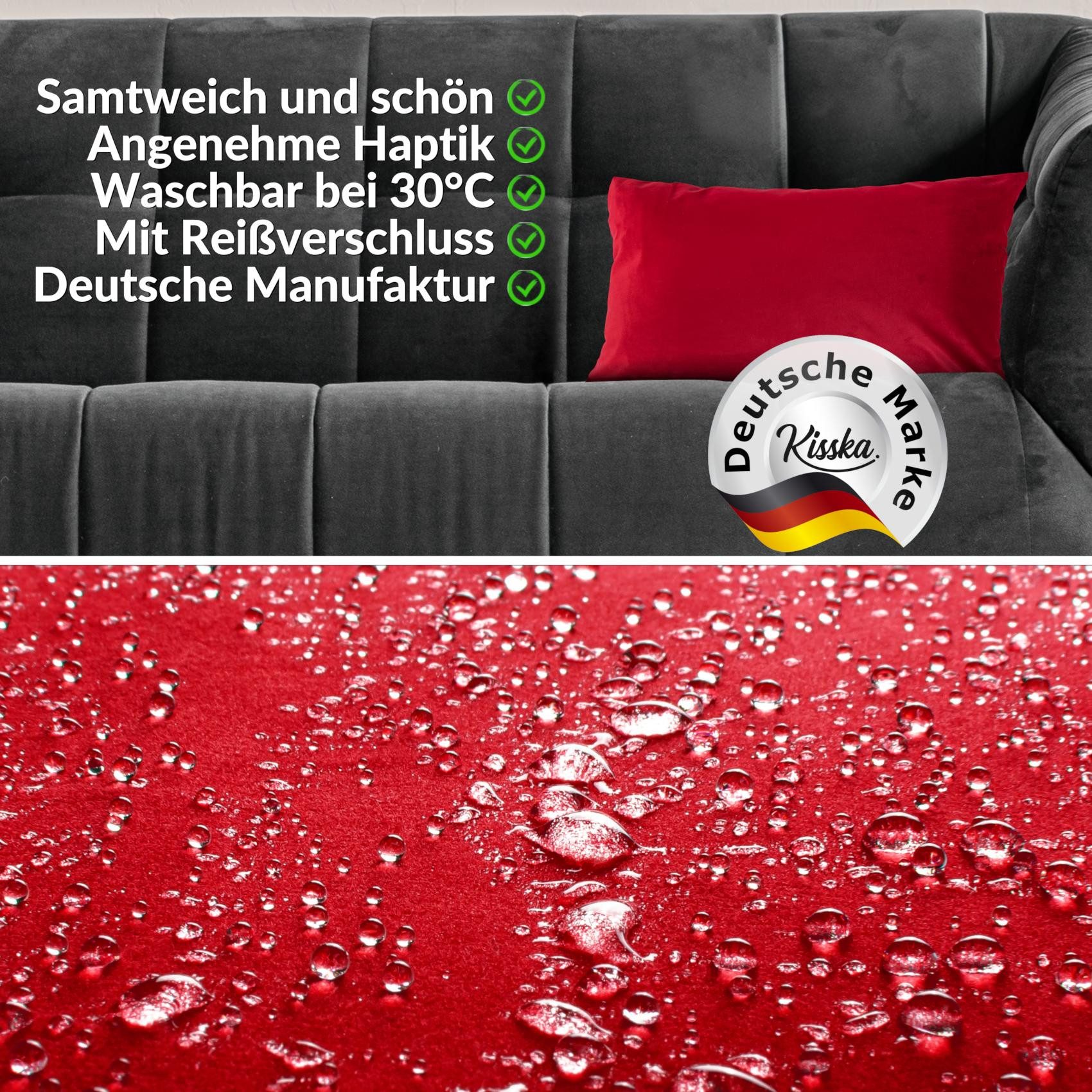 ANRO Dekokissen Kissenhülle MIT oder OHNE Füllung Kissenbezug Zierkissen, Kissenhülle in 30x50cm ohne Füllung Theaterrot